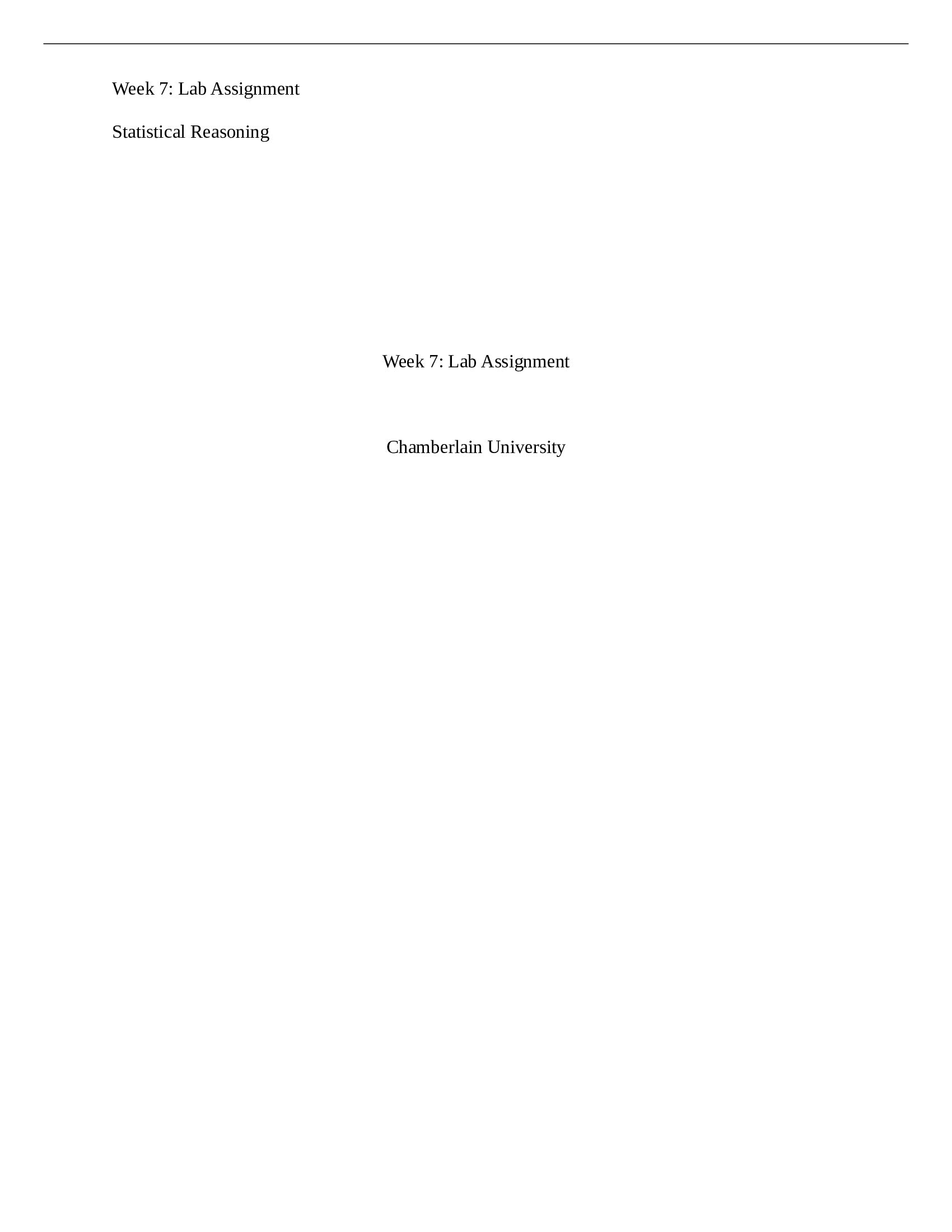 Solutions MATH 225N Week 7 Lab Assignment Chamberlain University