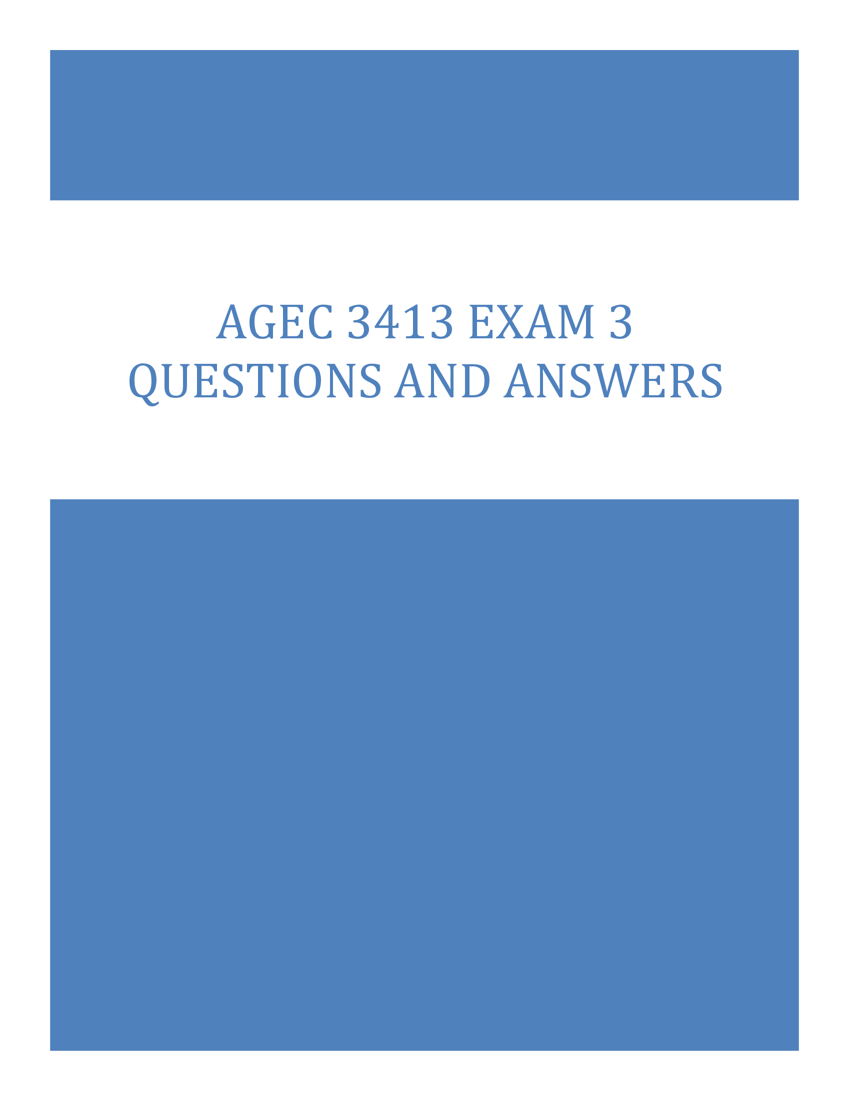 AGEC 3413 Final Exam Practice Questions and Answers 2024