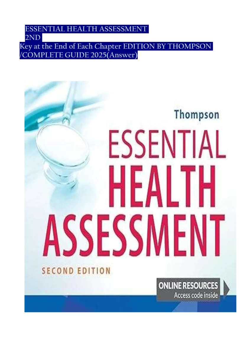 Test Bank – Essential Health Assessment, 2nd Edition by Thompson | Complete Guide with Answers (2026)
