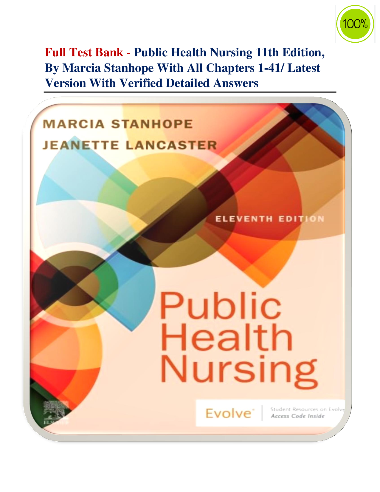 Public Health Nursing 11th Edition by Marcia Stanhope & Jeanette Lancaster | Complete Test Bank with Verified Answers | Chapters 1–41