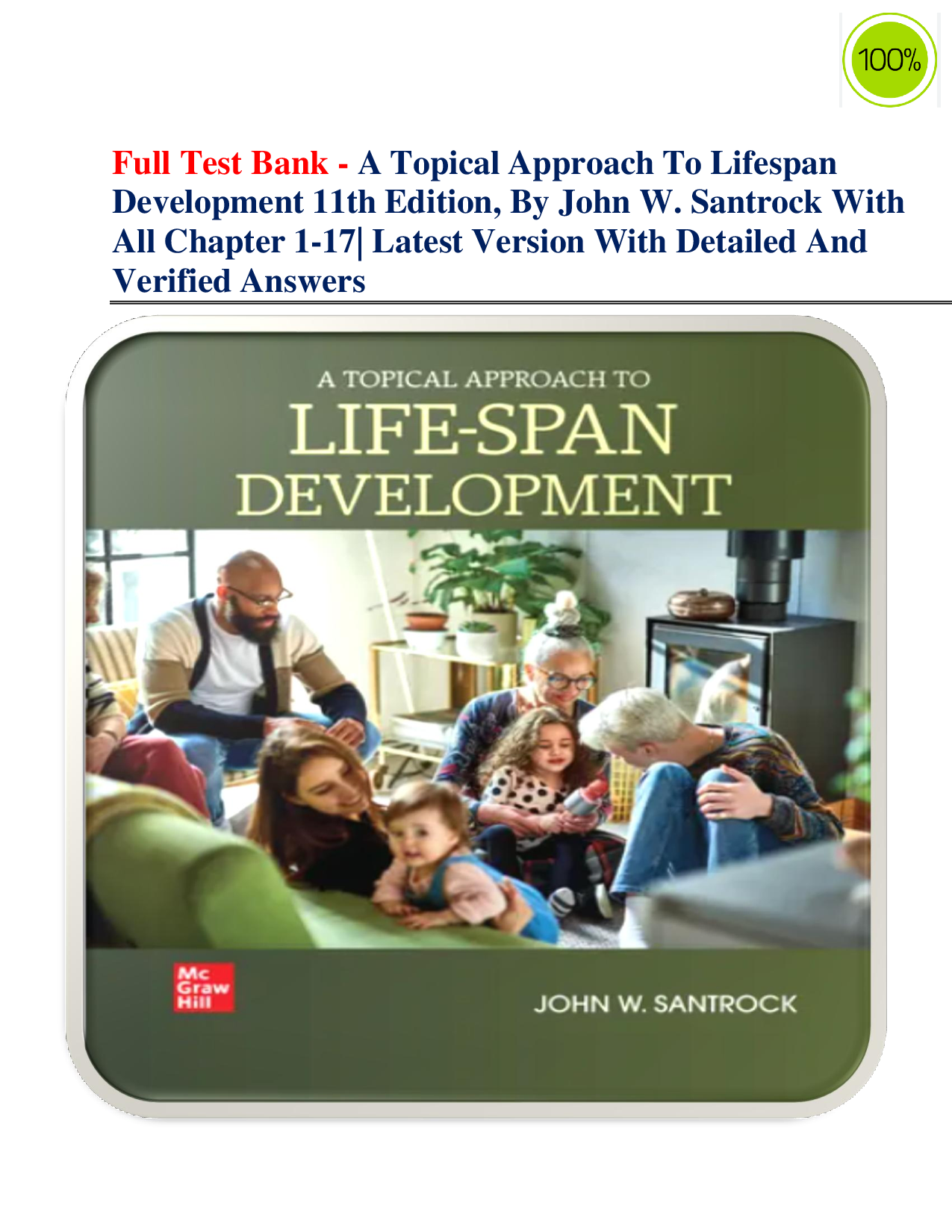 A Topical Approach to Lifespan Development, 11th Edition by John W. Santrock – Complete Test Bank with Verified Answers (Chapters 1–17)