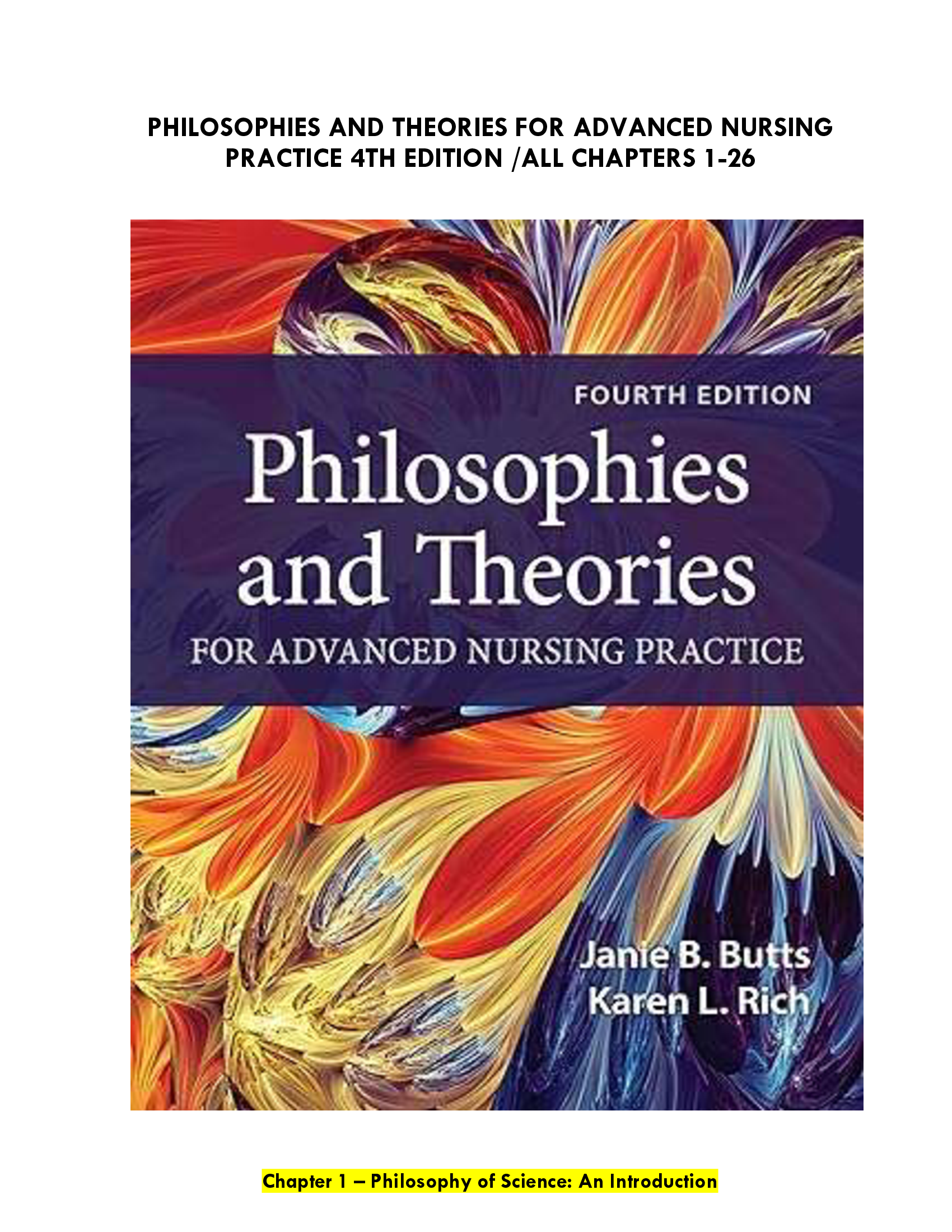 Philosophies and Theories for Advanced Nursing Practice, 4th Edition | All Chapters 1-26