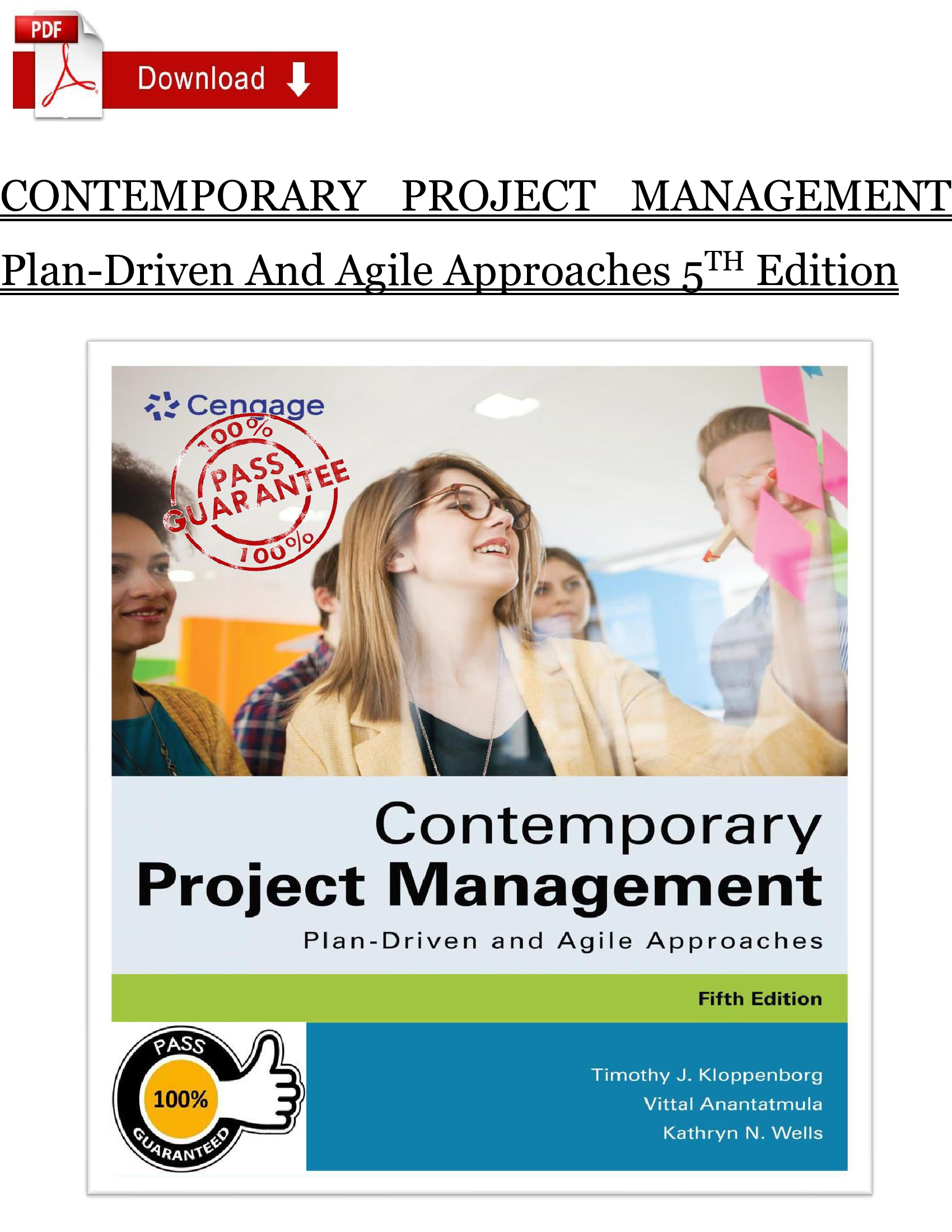 Solution Manual – Contemporary Project Management: Plan-Driven and Agile Approaches (5th Edition)