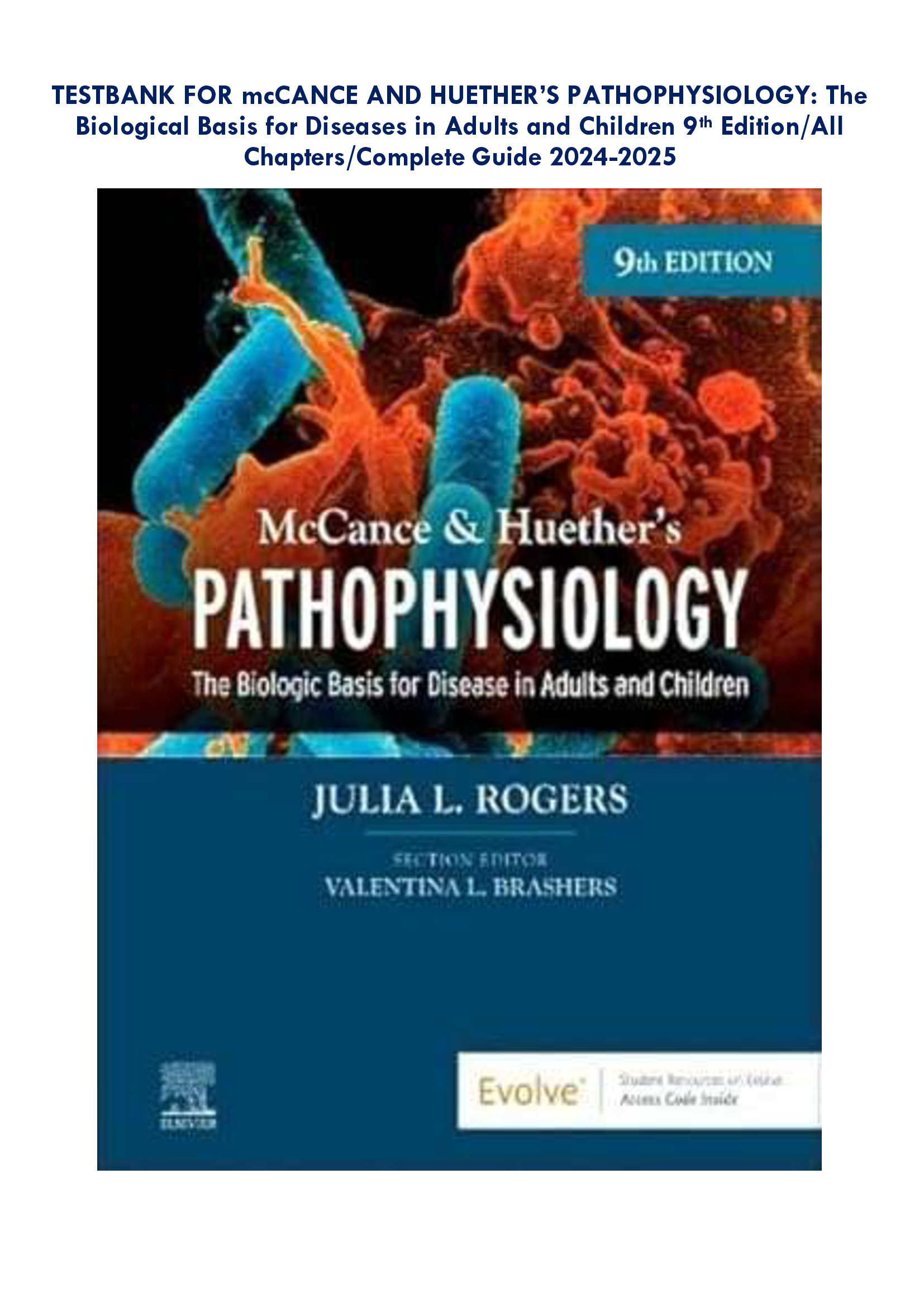 Test Bank for McCance and Huether’s Pathophysiology: The Biological Basis for Diseases in Adults and Children, 9th Edition | All Chapters Complete Guide 2024-2026