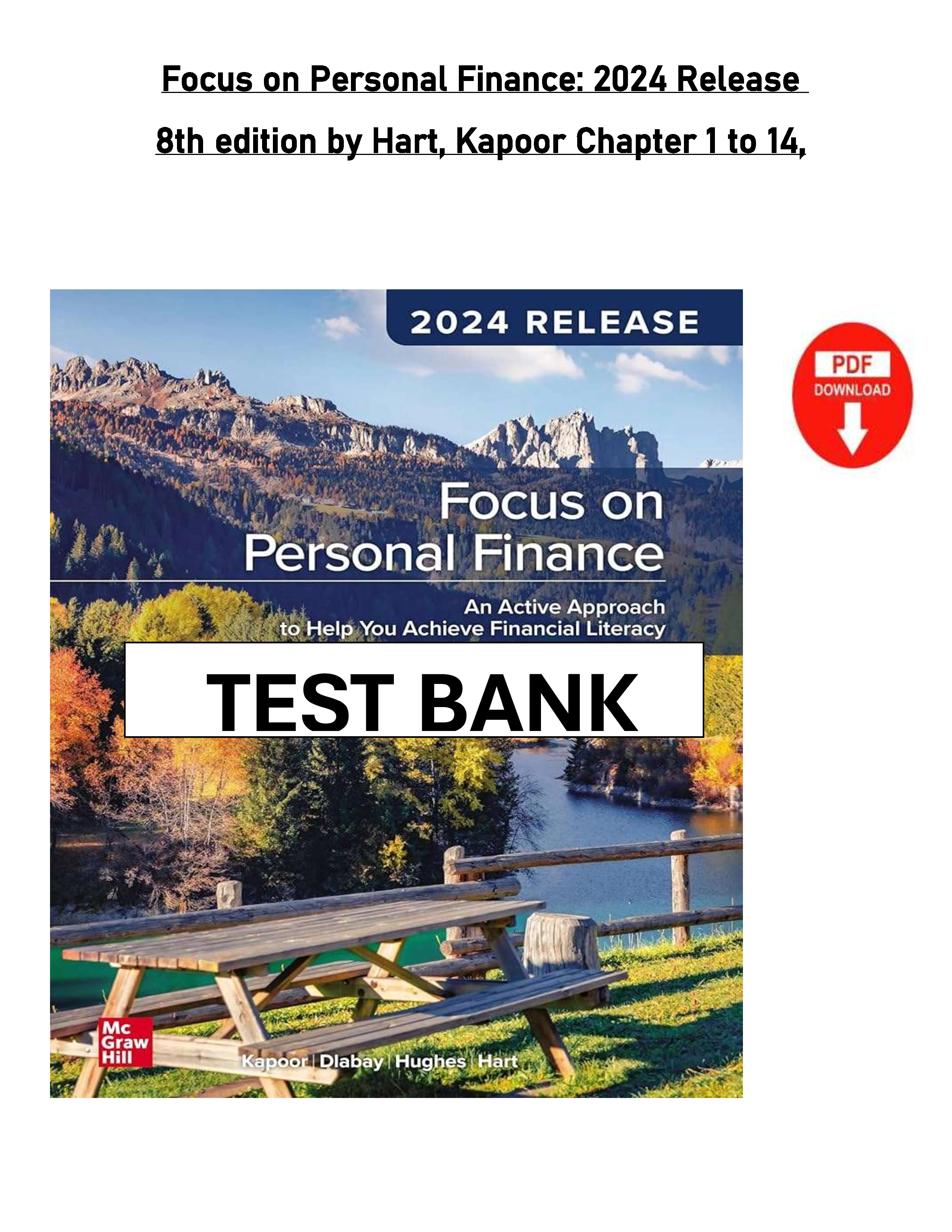 Focus on Personal Finance, 8th Edition by Hart & Kapoor | Chapters 1–14 | Latest 2026