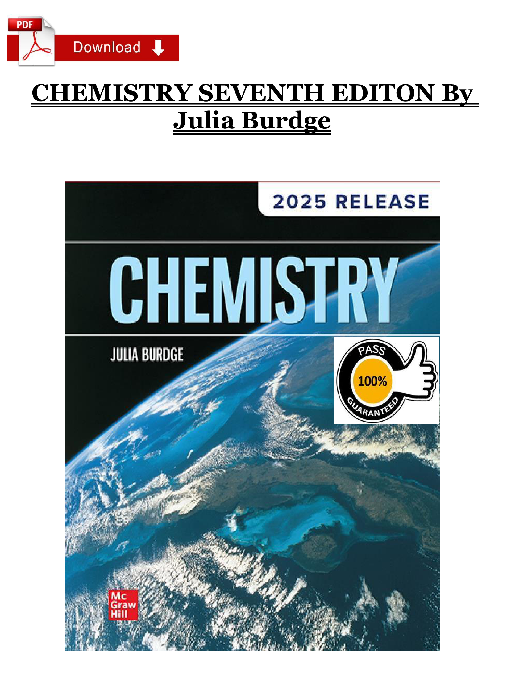 Test Bank for Chemistry, Seventh Edition by Julia Burdge | Verified Questions & Answers