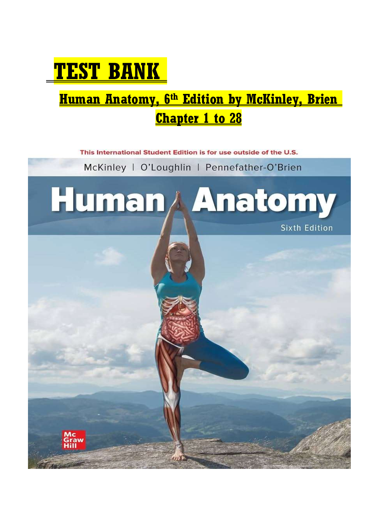 TEST BANK | Human Anatomy, 6th Edition by McKinley, Brien | Chapters 1–28 (Complete Collection)
