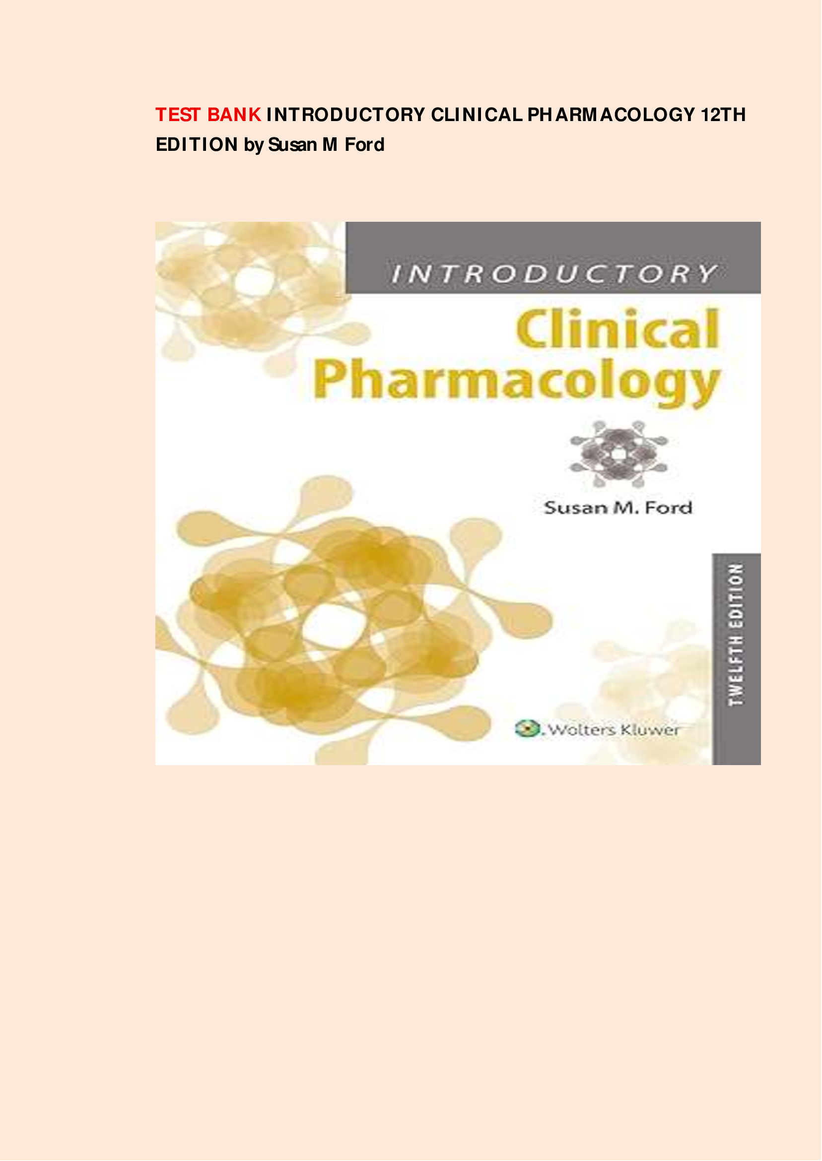 Introductory Clinical Pharmacology 12th Edition Test Bank by Susan Ford Chapters 1-54| Latest Practice Exam 100% Veriﬁed Answers