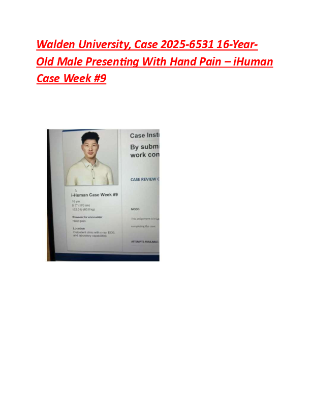 A 16 Year Old Male With Hand Pain i Human Case (Class 6512)