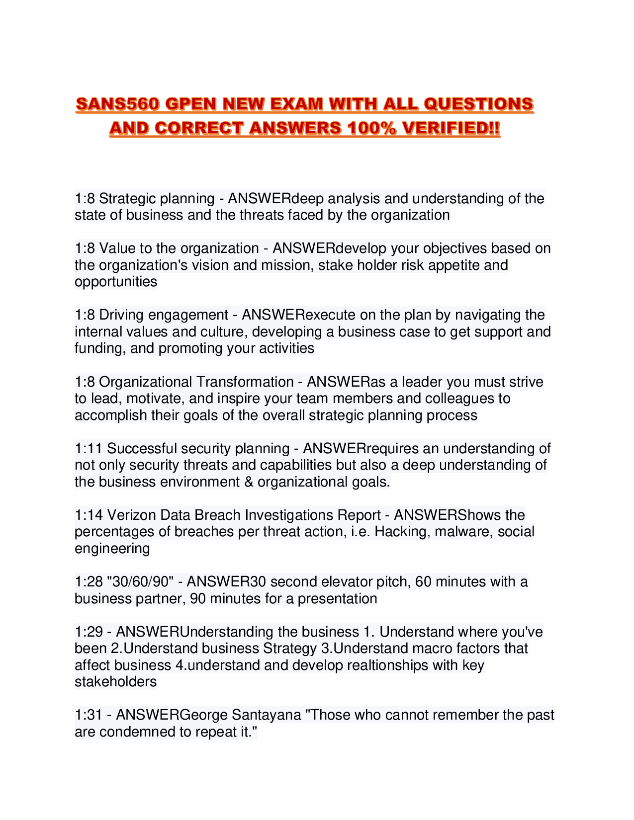 SANS560 GPEN NEW EXAM WITH ALL QUESTIONS AND CORRECT ANSWERS 100% VERIFIED!!