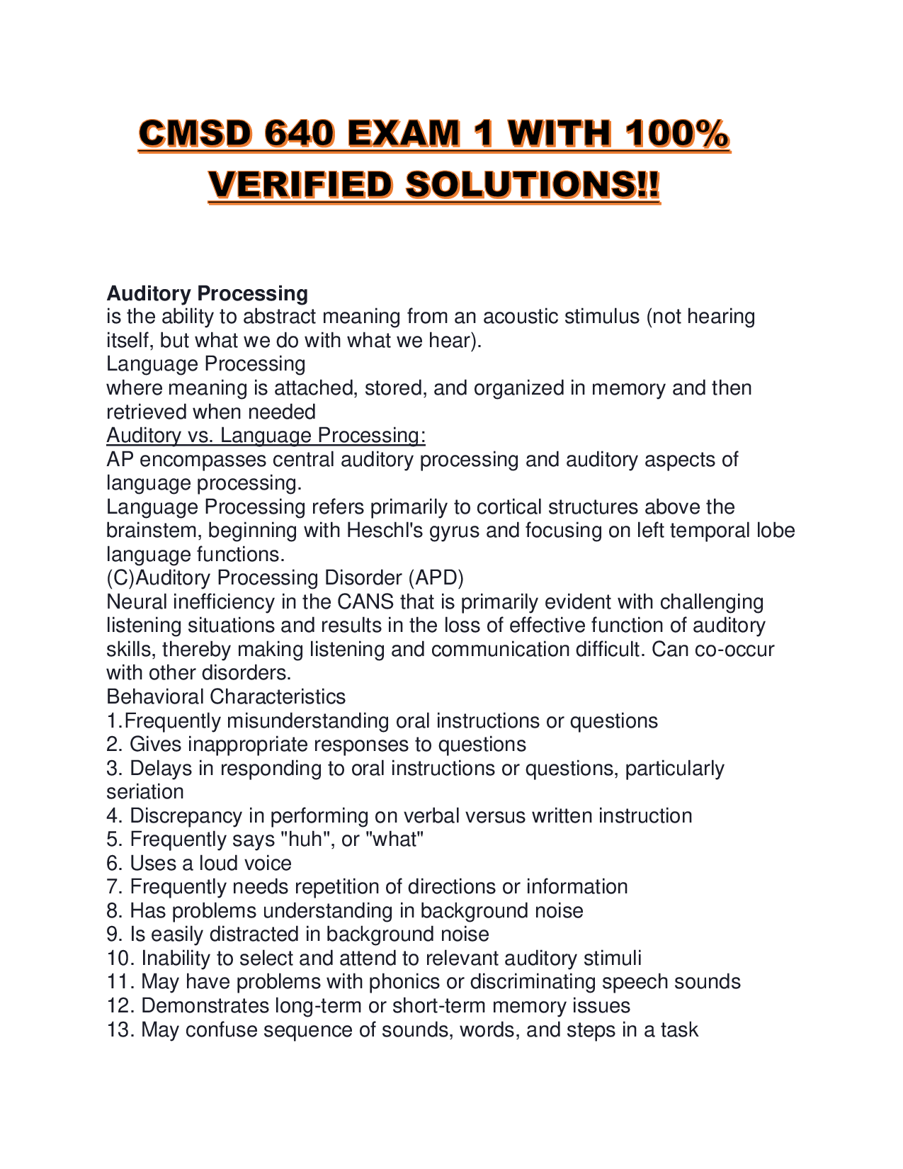 CMSD 640 EXAM 1 WITH 100% VERIFIED SOLUTIONS!!