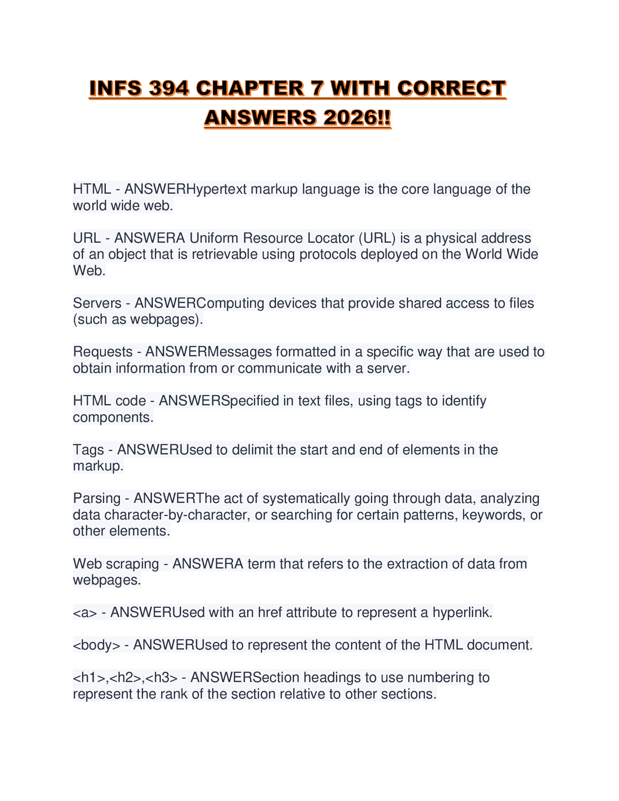 INFS 394 CHAPTER 7 WITH CORRECT ANSWERS 2026!!