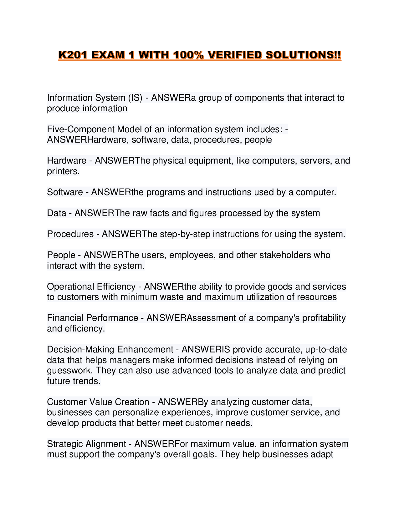 K201 EXAM 1 WITH 100% VERIFIED SOLUTIONS!!