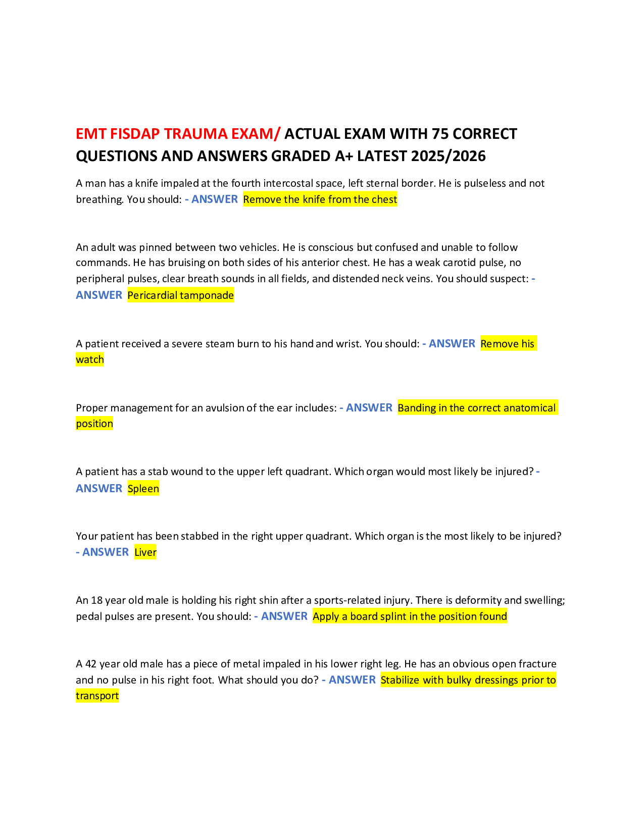 ATI RN Comprehensive Predictor 2023 Exit Exam with NGN: 180 Questions & Answers.