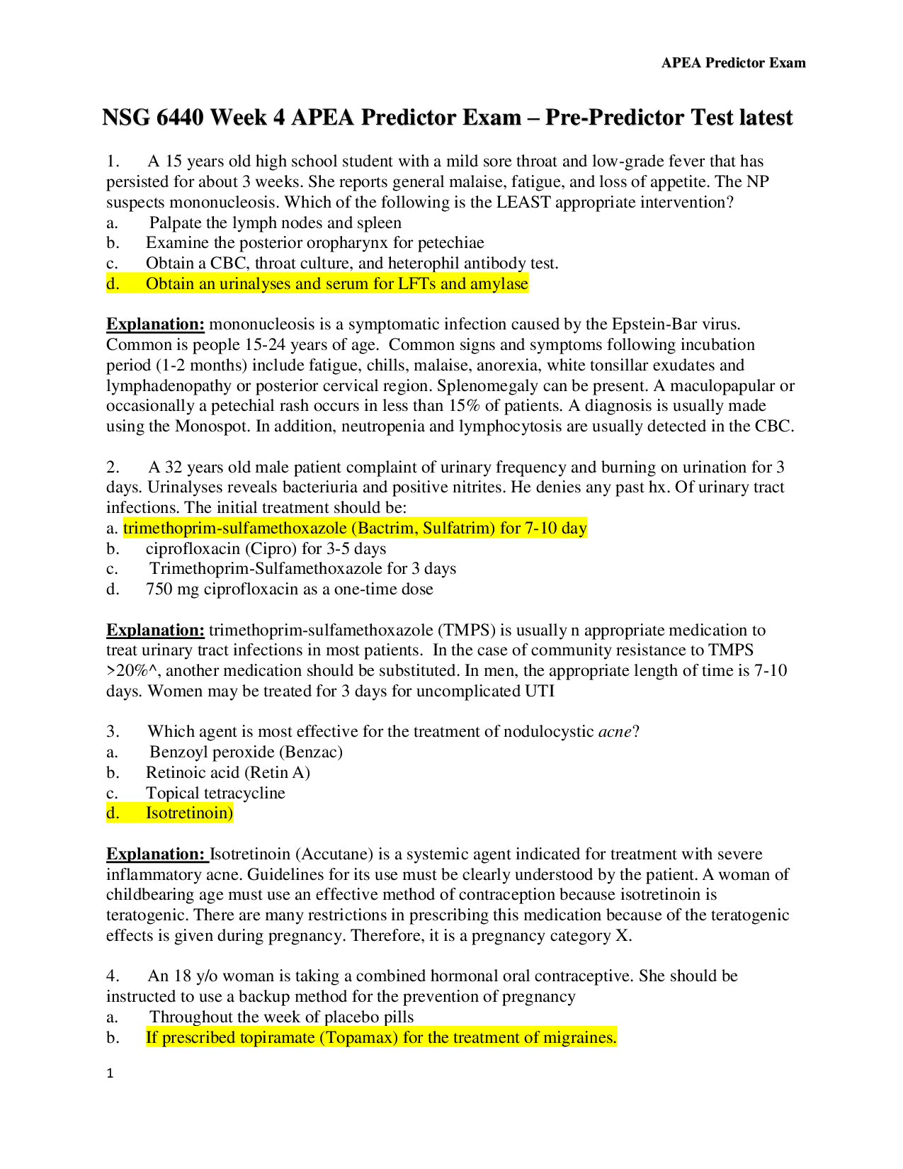 APEA PREDICTOR EXAM 2026 TEST BANK 300+ QUESTIONS AND CORRECT ANSWERS WITH RATIONALES ALREADY GRADED A+ BRAND NEW!!