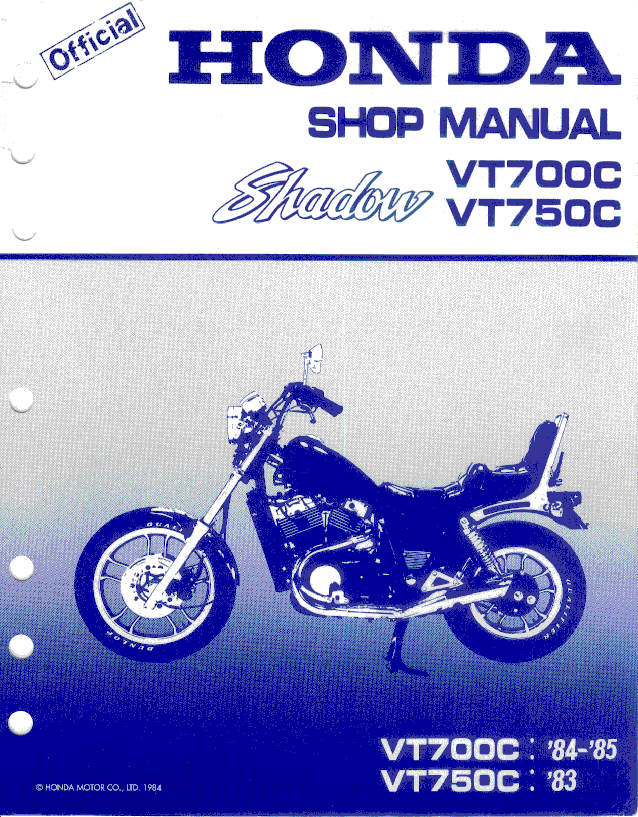 Honda VT700C VT750C Shadow Service Shop Repair Manual 83-85