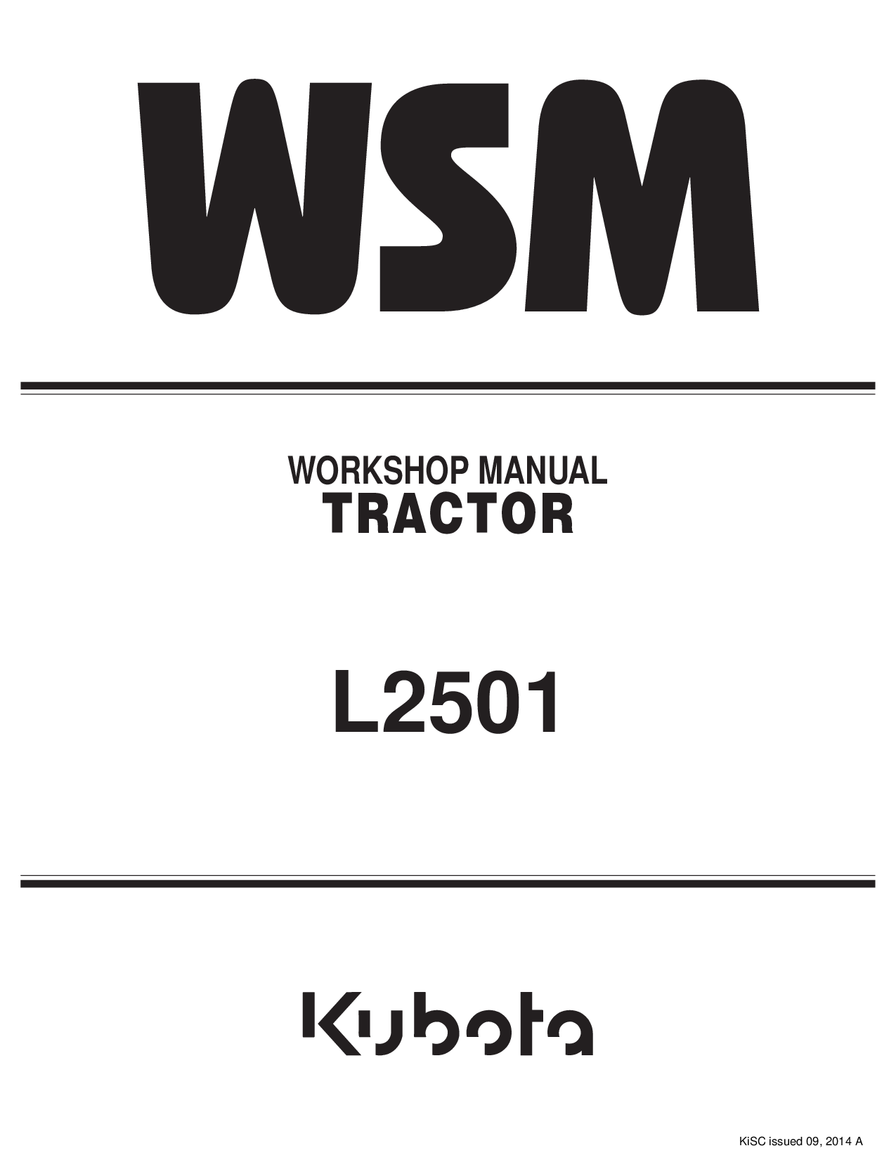 Kubota L2501 Tractors Workshop Manual