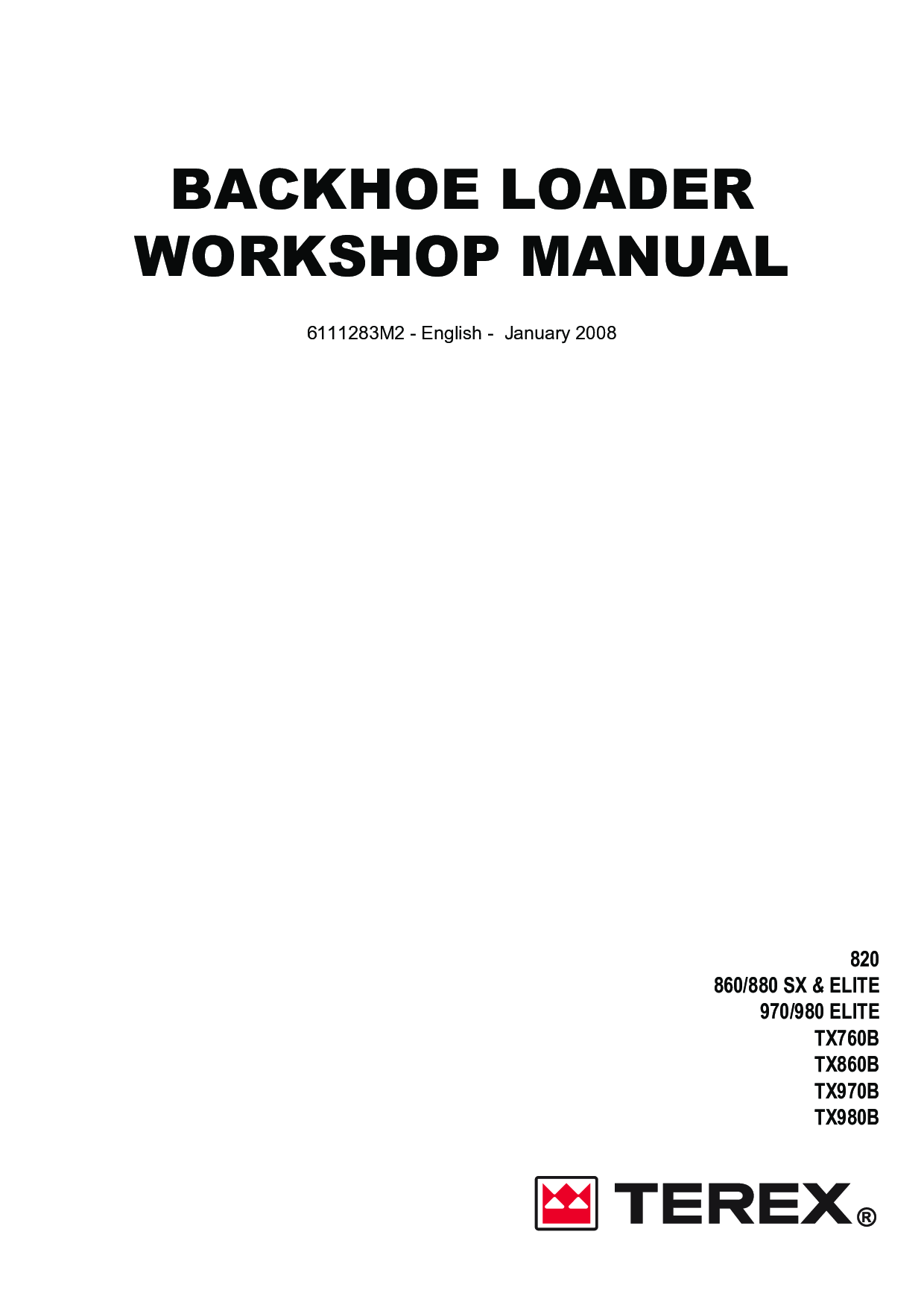 TEREX TX760B TX860B BACKHOE LOADER WORKSHOP SERVICE REPAIR MANUAL