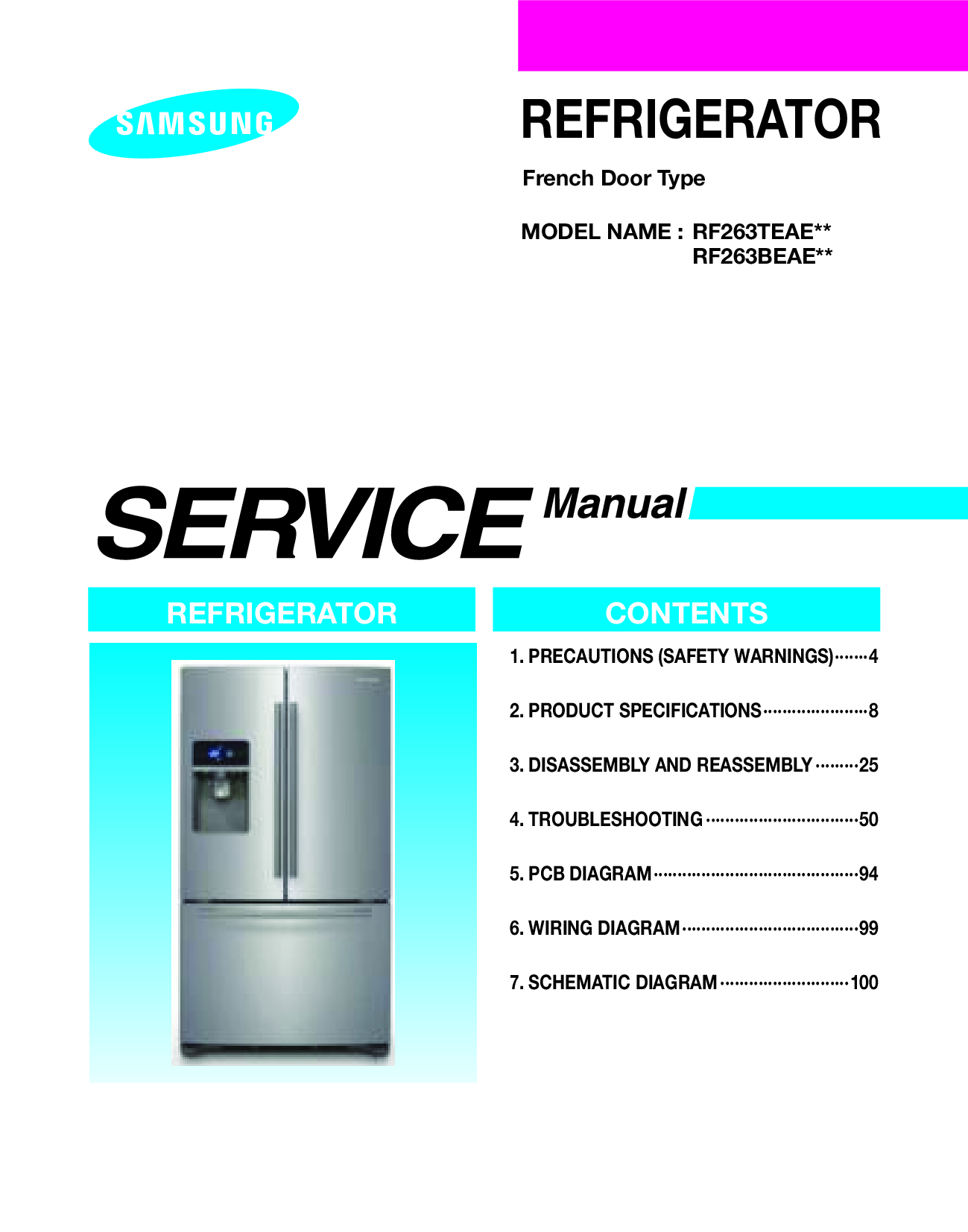 SAMSUNG RF263TEAESG RF263BEAESR AA SERVICE MANUAL