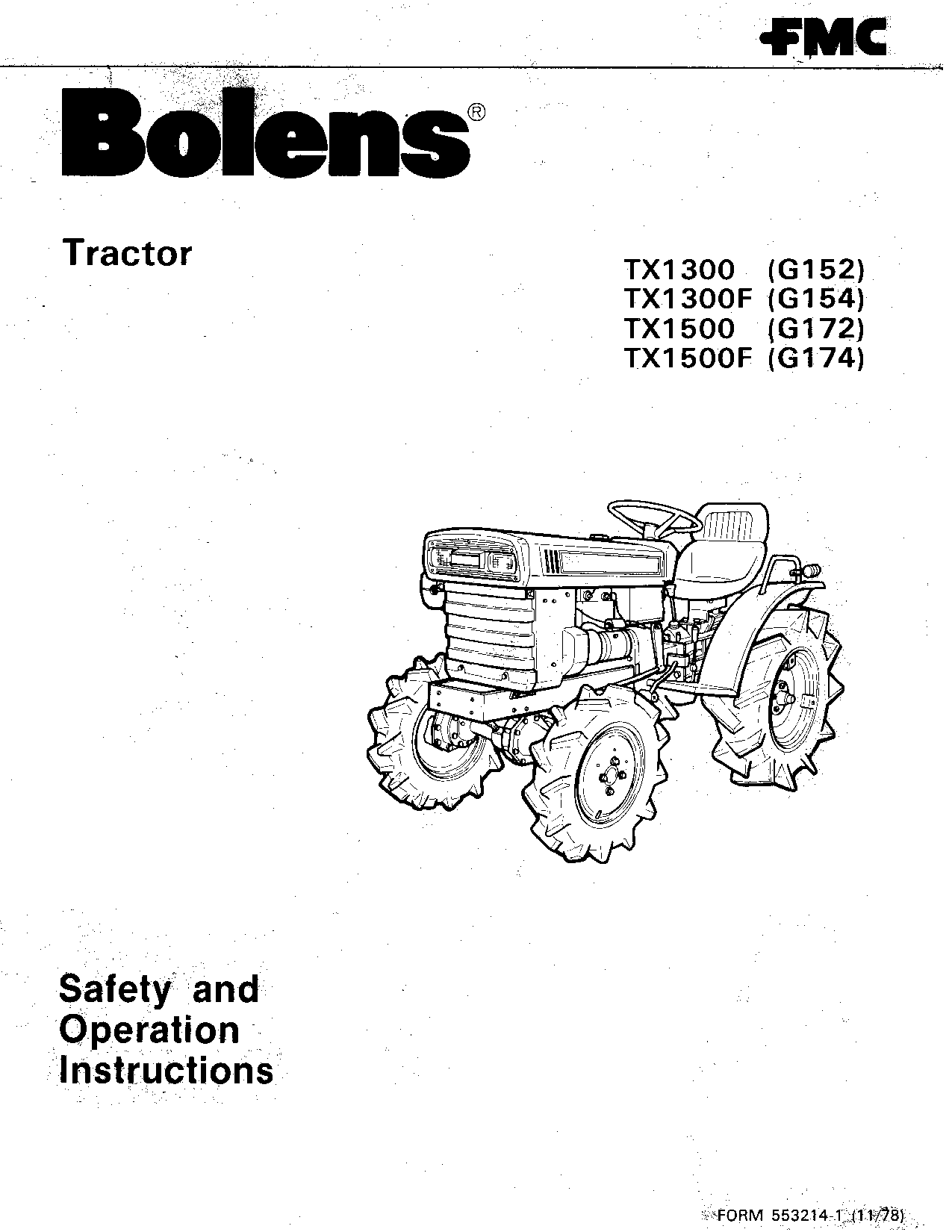 Tractor Owner Instructions Manual Bolens G152 G154 G172 G174 Tractos