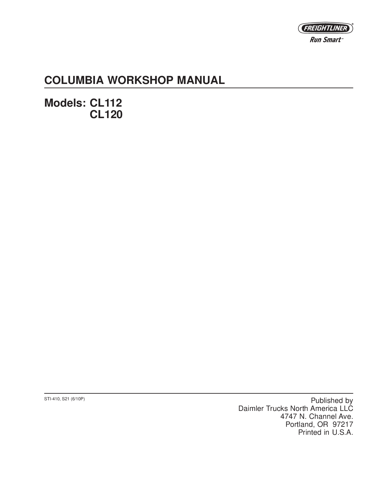 Freightliner Cascadia CL112 CL120 Semi-Truck Tractor-Trailer workshop Manual