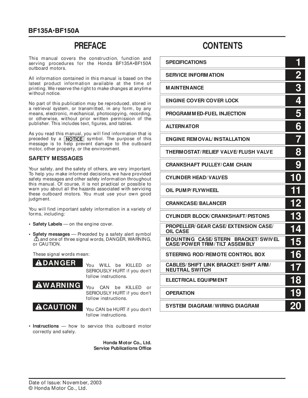 Honda BF135A BF150A Service Manual