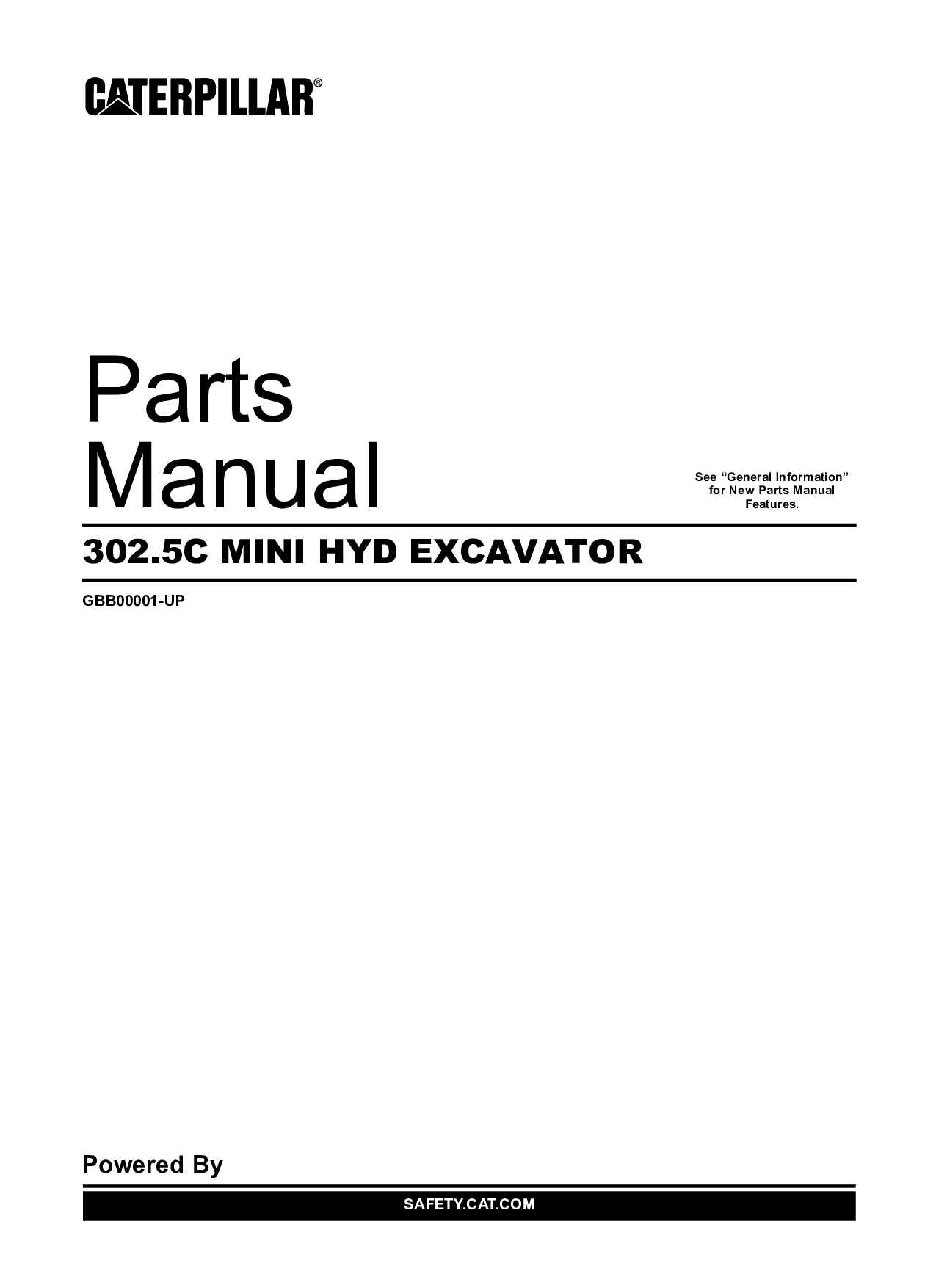CAT Caterpillar 302.5C Mini Hyd Excavator GBB Parts Manual