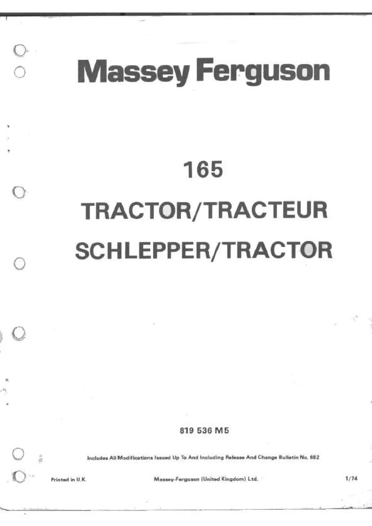 Massey Ferguson 165 Tractor Service Parts Gas Diesel Engine Manual