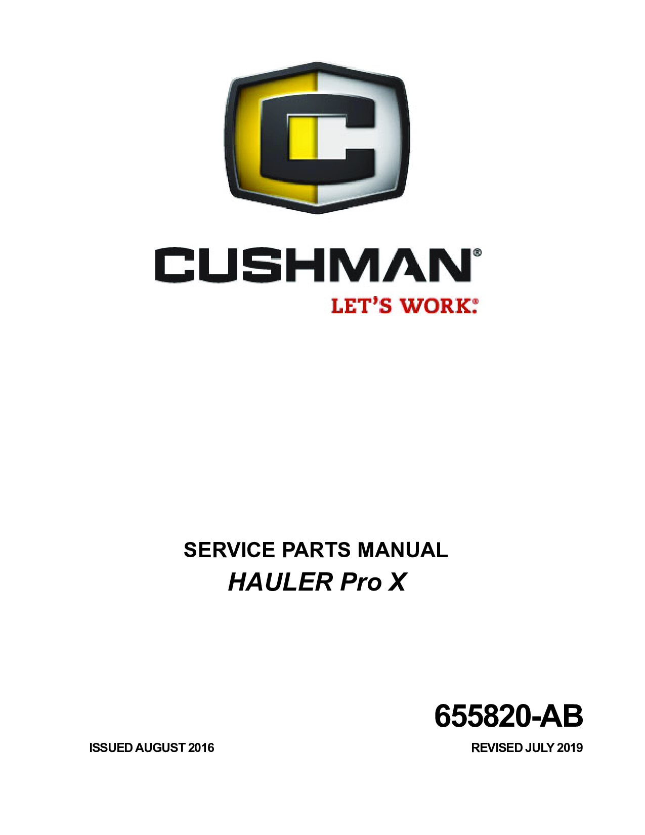 Cushman Hauler PRO X Service Manual 2014-2020