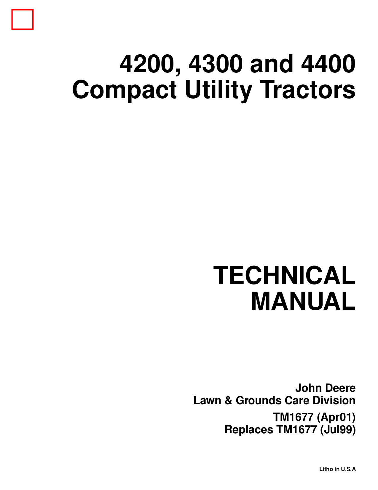 John Deere 4200 4300 4400 Compact Utility Tractor TM1677 Computer Manual