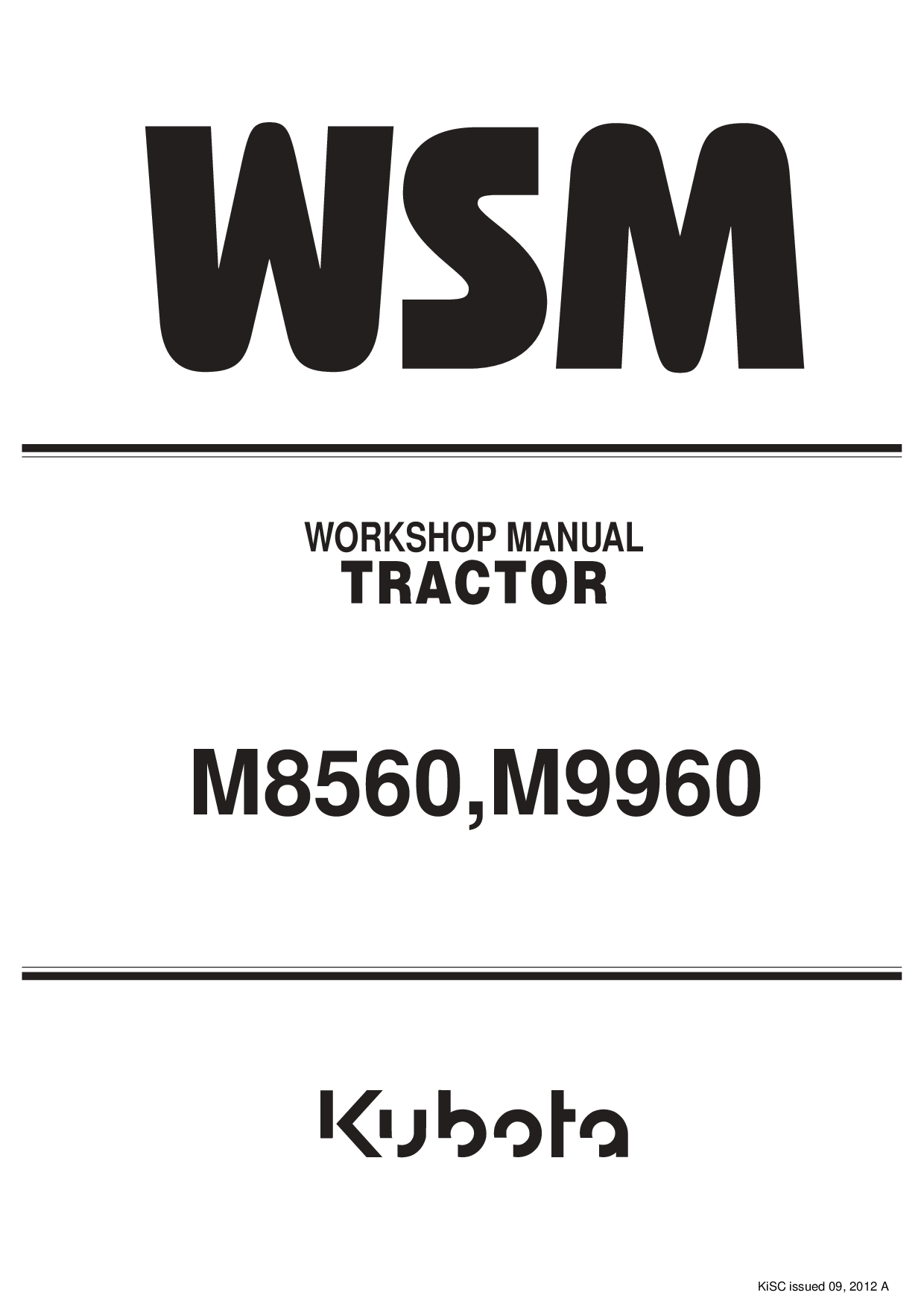 Kubota M8560 M9960 Tractor WSM Service Workshop Manual