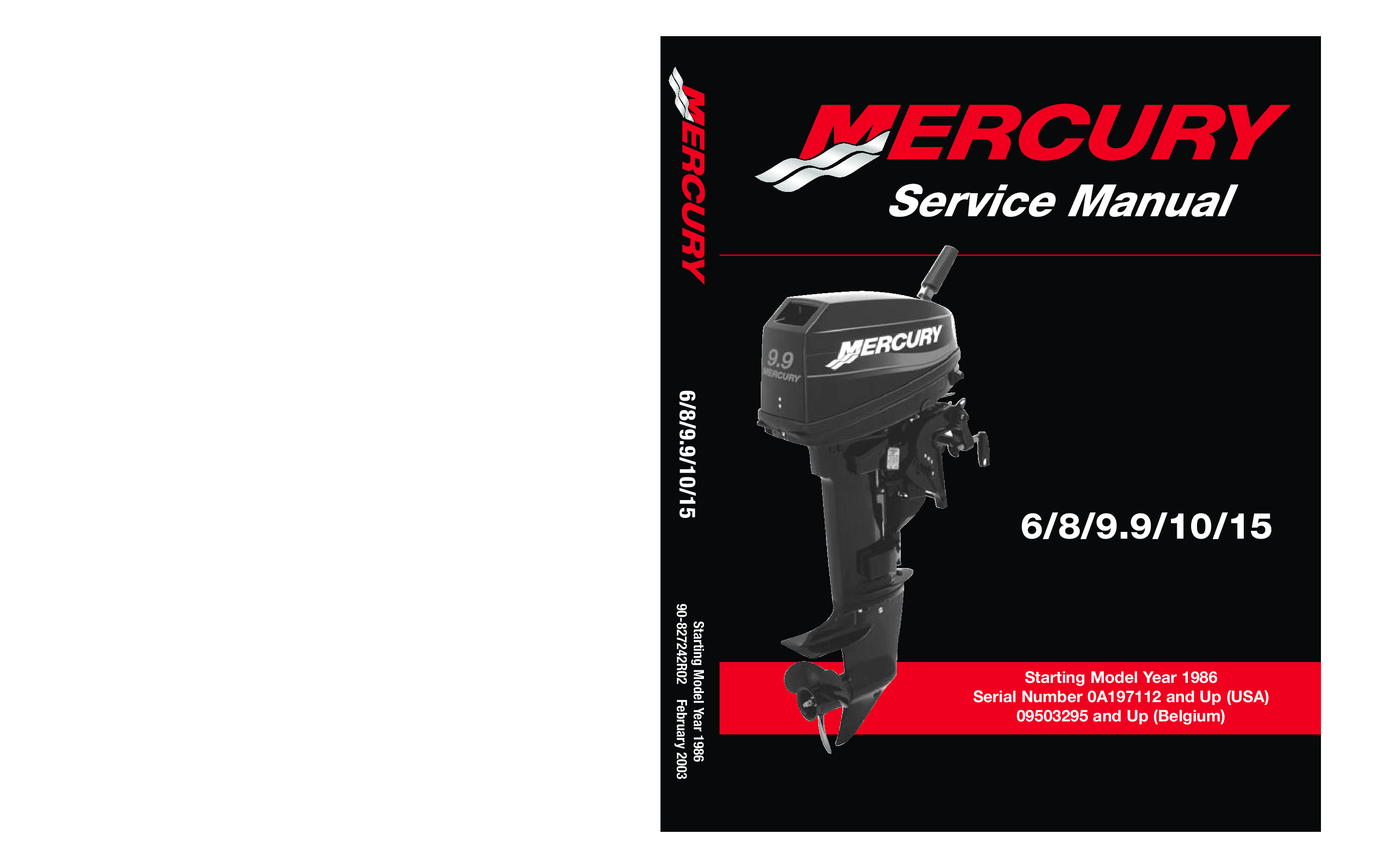 Mercury 6 8 9.9 10 15 - Starting Year 1986 - Service Manual