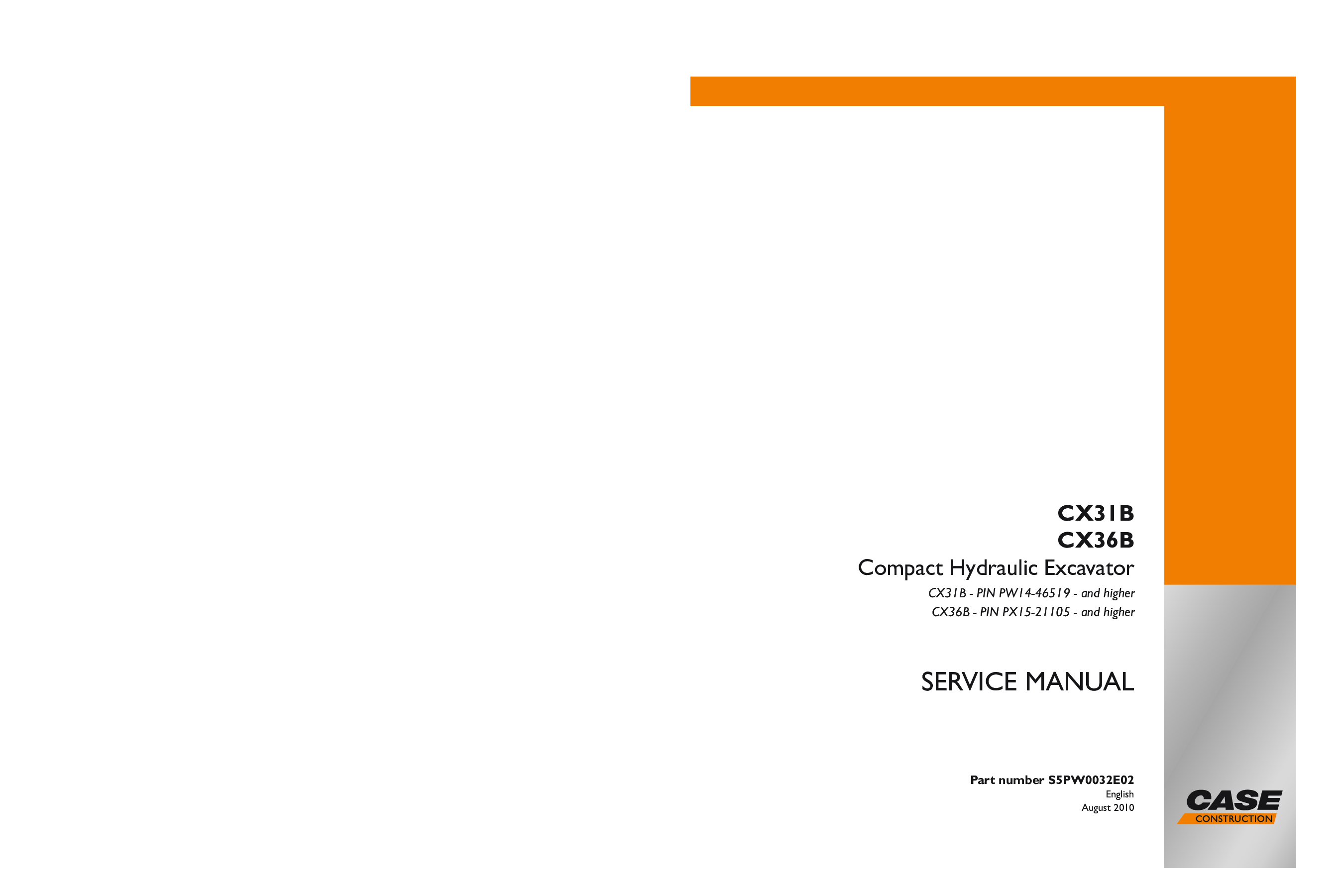 CASE CX36B MINI MIDI CRAWLER EXCAVATOR SERVICE REPAIR SHOP MANUAL