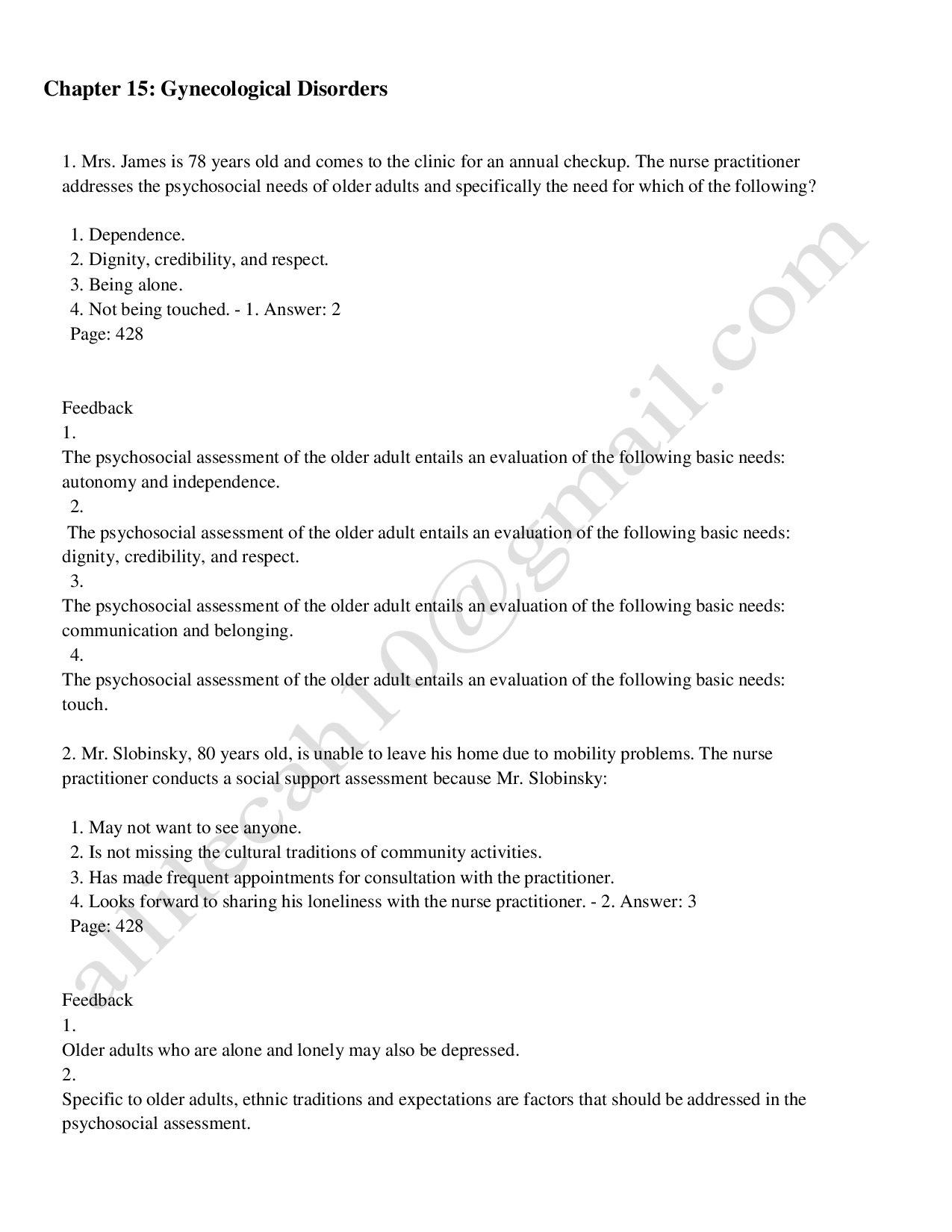 Chapter 15 Gynecological Disorders