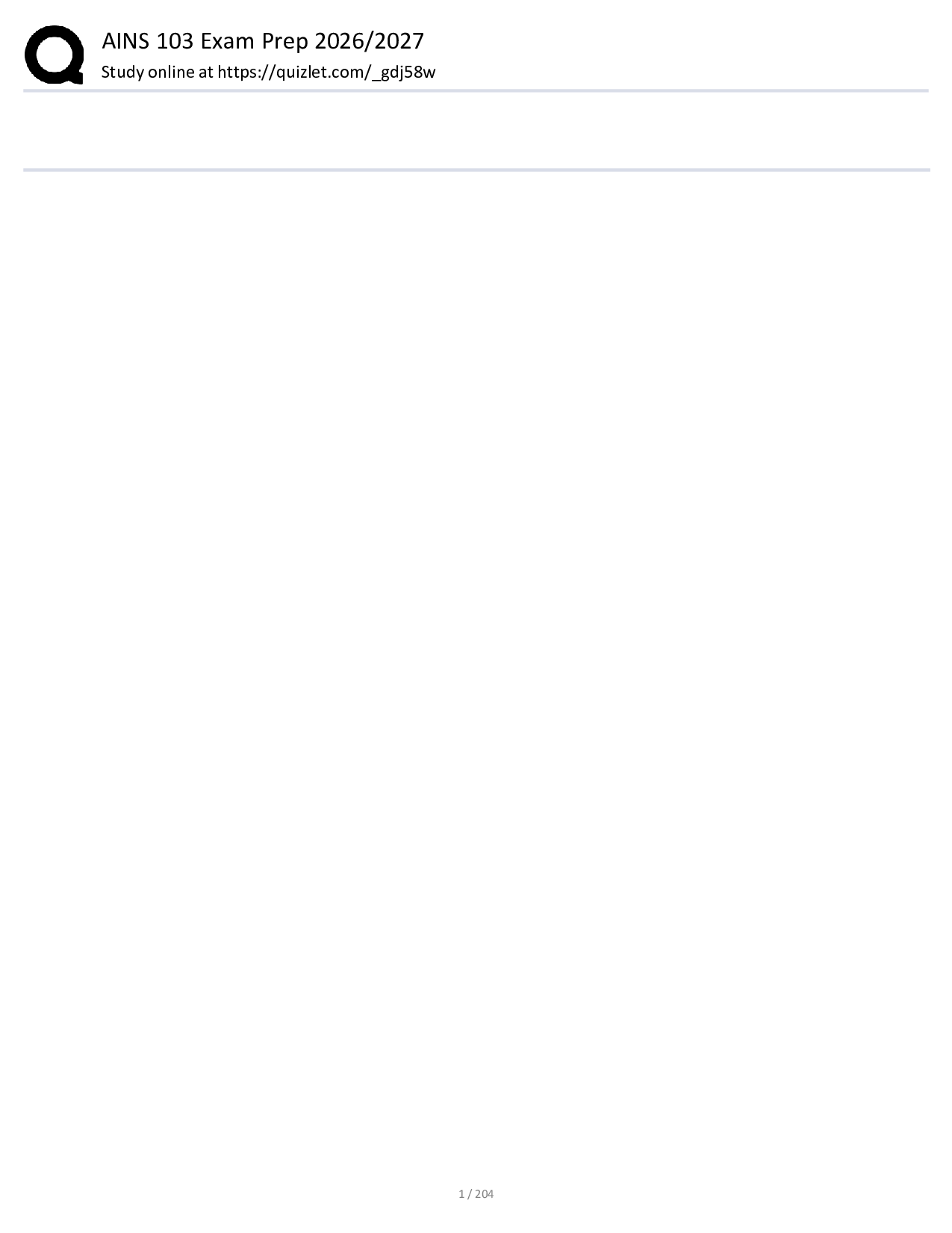 ANS 103 Exam Prep 2026/ 2027 Test Bank with Verified Correct Answers/ Pass Guaranteed