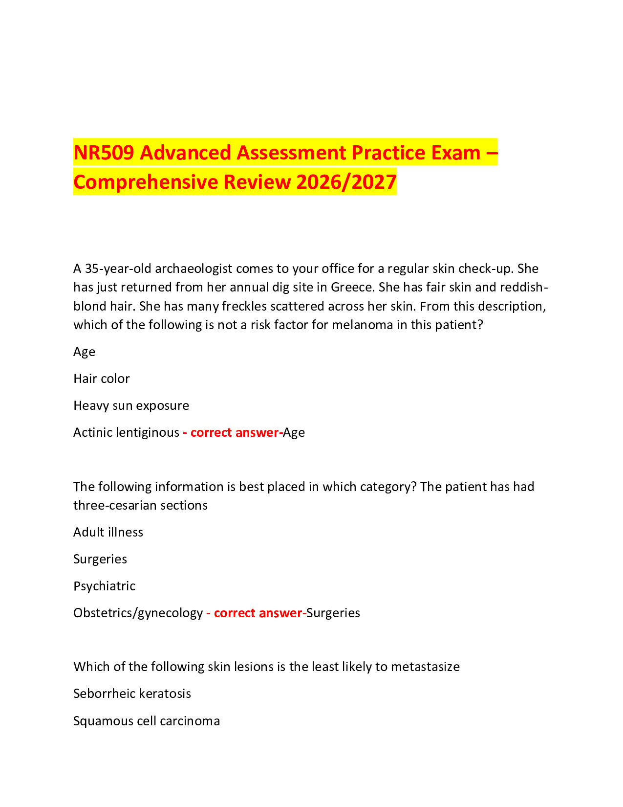 NR509 Bates Test Bank –  Actual Midterm Exam Practice Questions 2026/2027 Pass Guaranteed