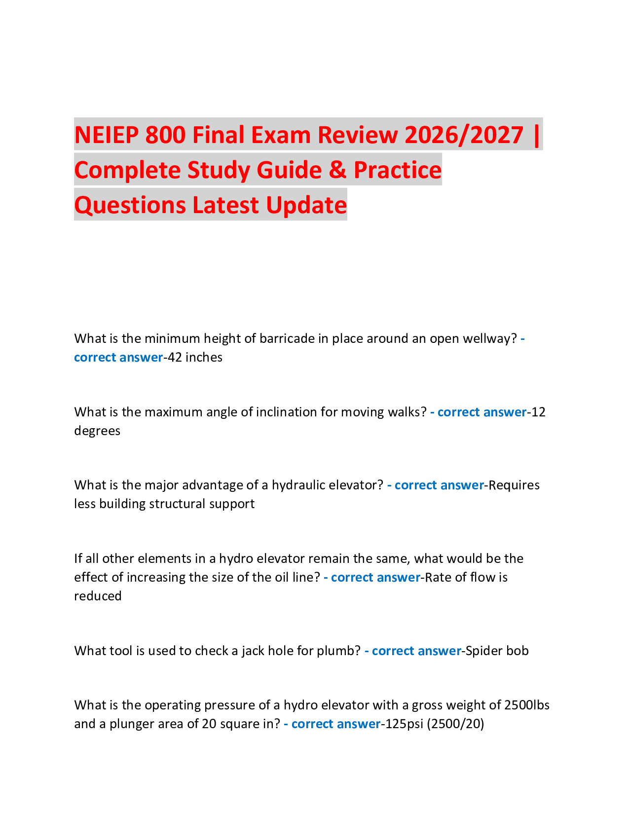 NEIEP 800 Final Exam Review 2026/2027 |  Complete Study Guide & Practice Questions Latest Update