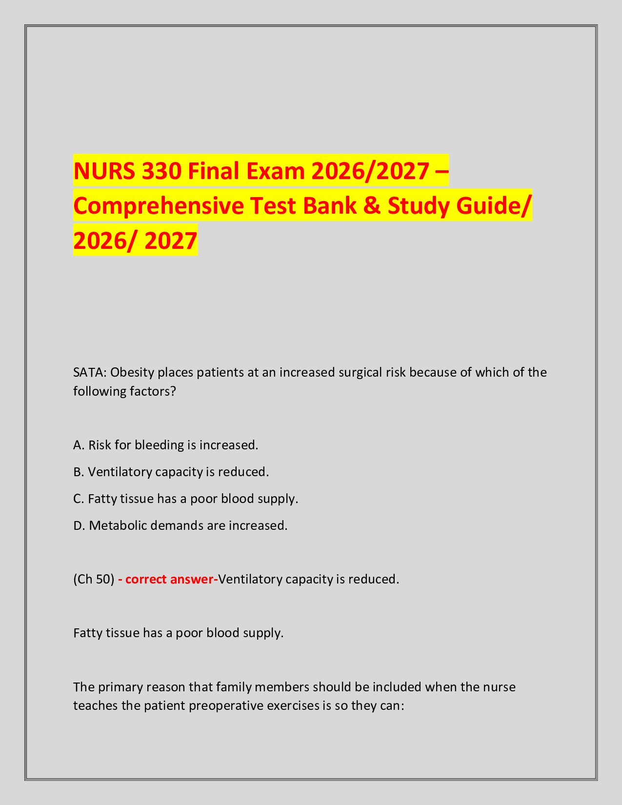 NURS 5461/ NURS 5461 Final Exam 2026/2027 – Questions & Answers Study Guide