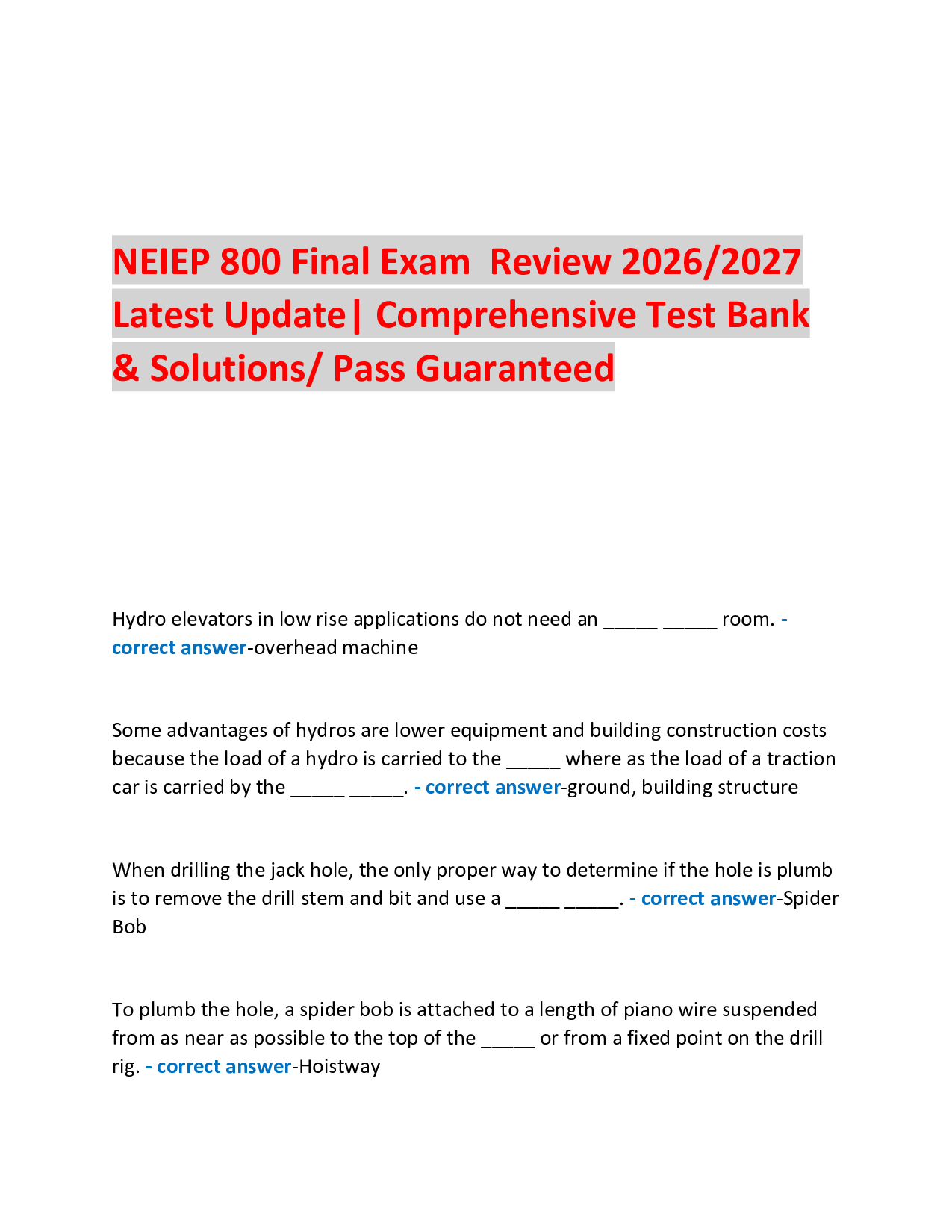NEIEP 800 Final Exam  Review 2026/2027  Latest Update| Comprehensive Test Bank & Solutions/ Pass Guaranteed