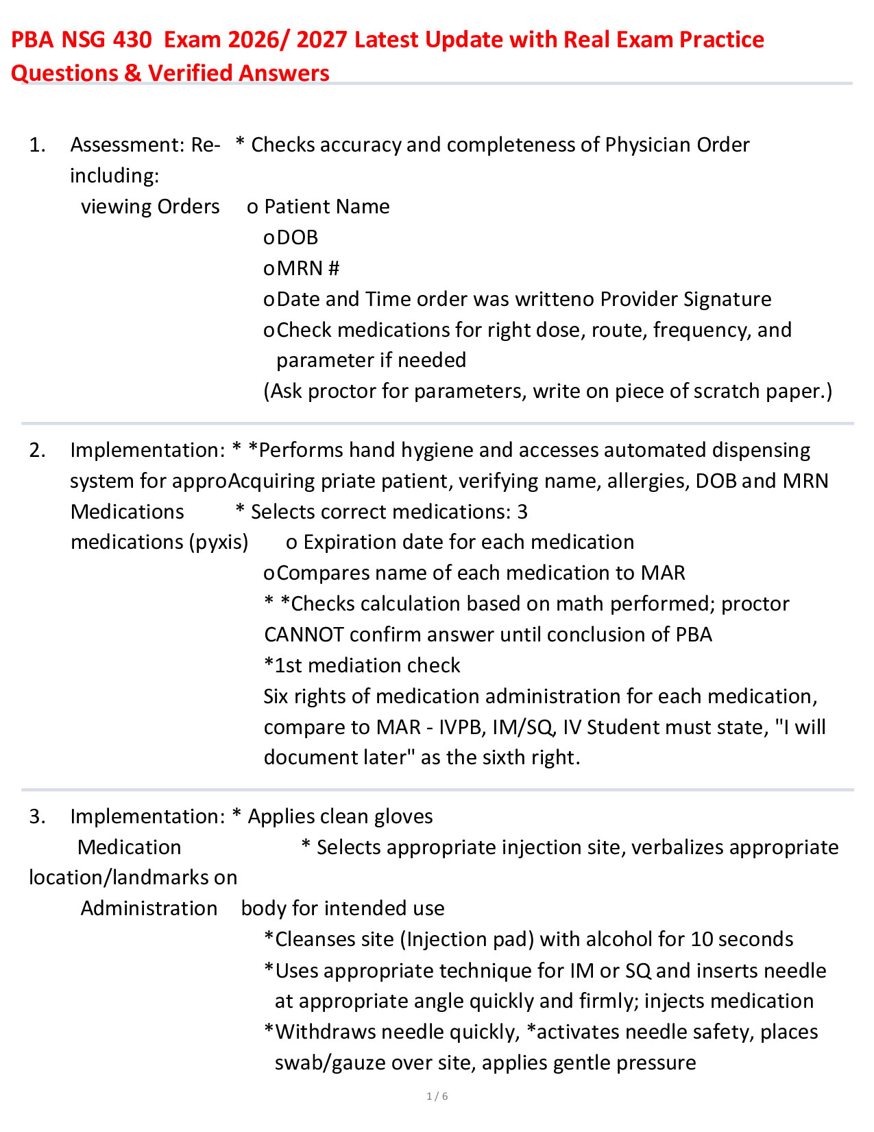 PBA NSG 430  Exam 2026/ 2027 Latest Update with Real Exam Practice  Questions & Verified Answers