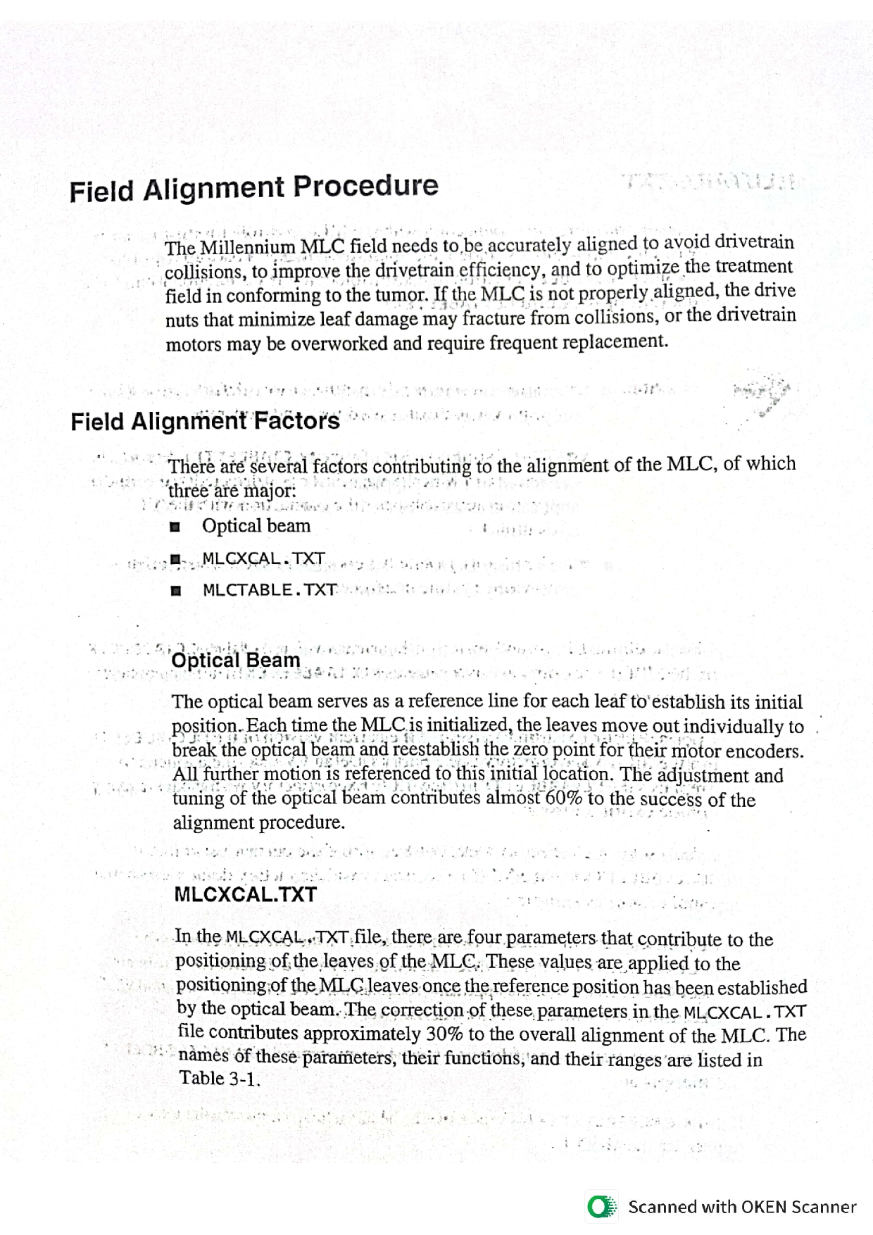 4)	Oncology Systems Education - Millennium Multileaf Collimator     System & Maintenance Guide – Aligning the MLC – Field Alignment Application & User Interface