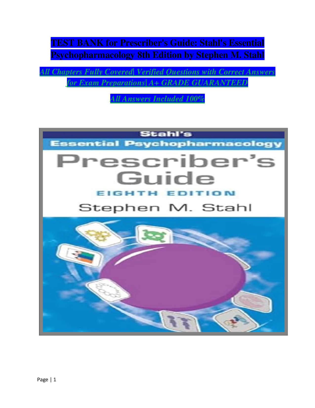 Prescriber's Guide – Stahl's Essential Psychopharmacology 8th Edition Test Bank