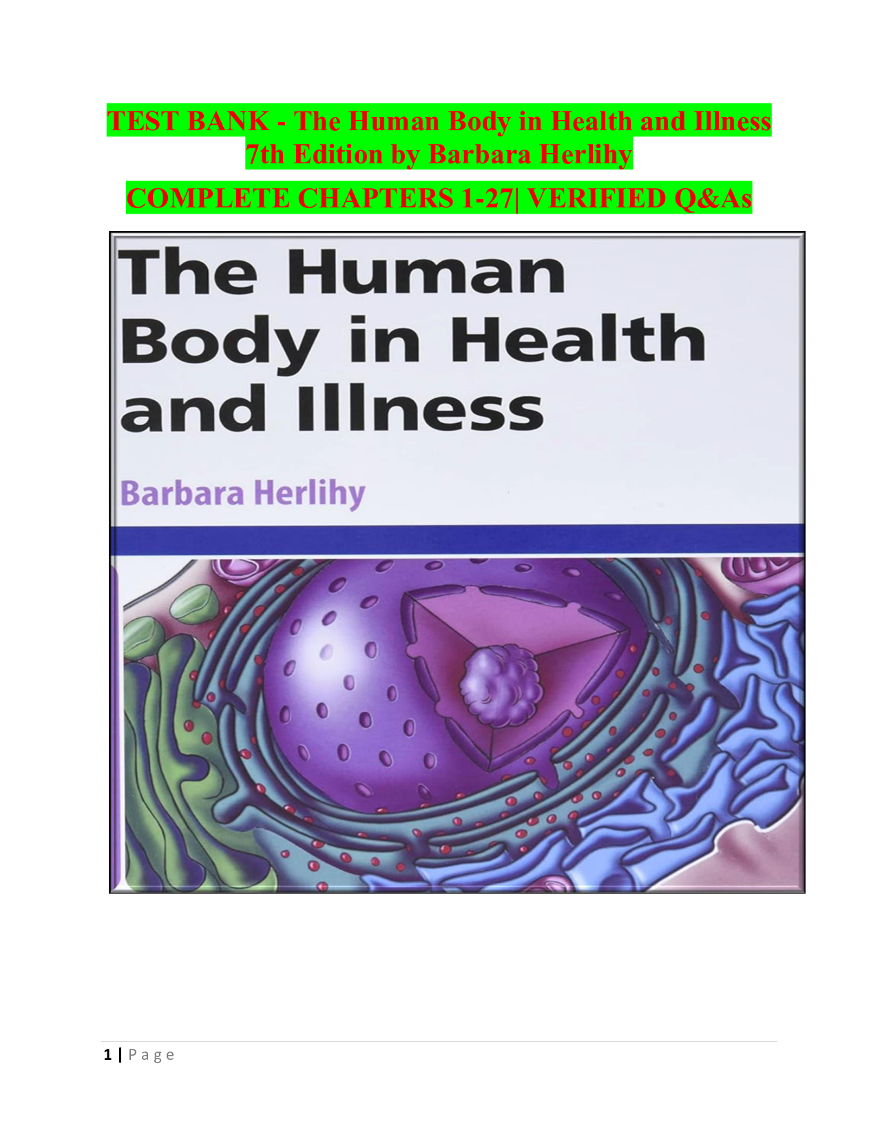The Human Body in Health and Illness 7th Edition – Barbara Herlihy – Test Bank