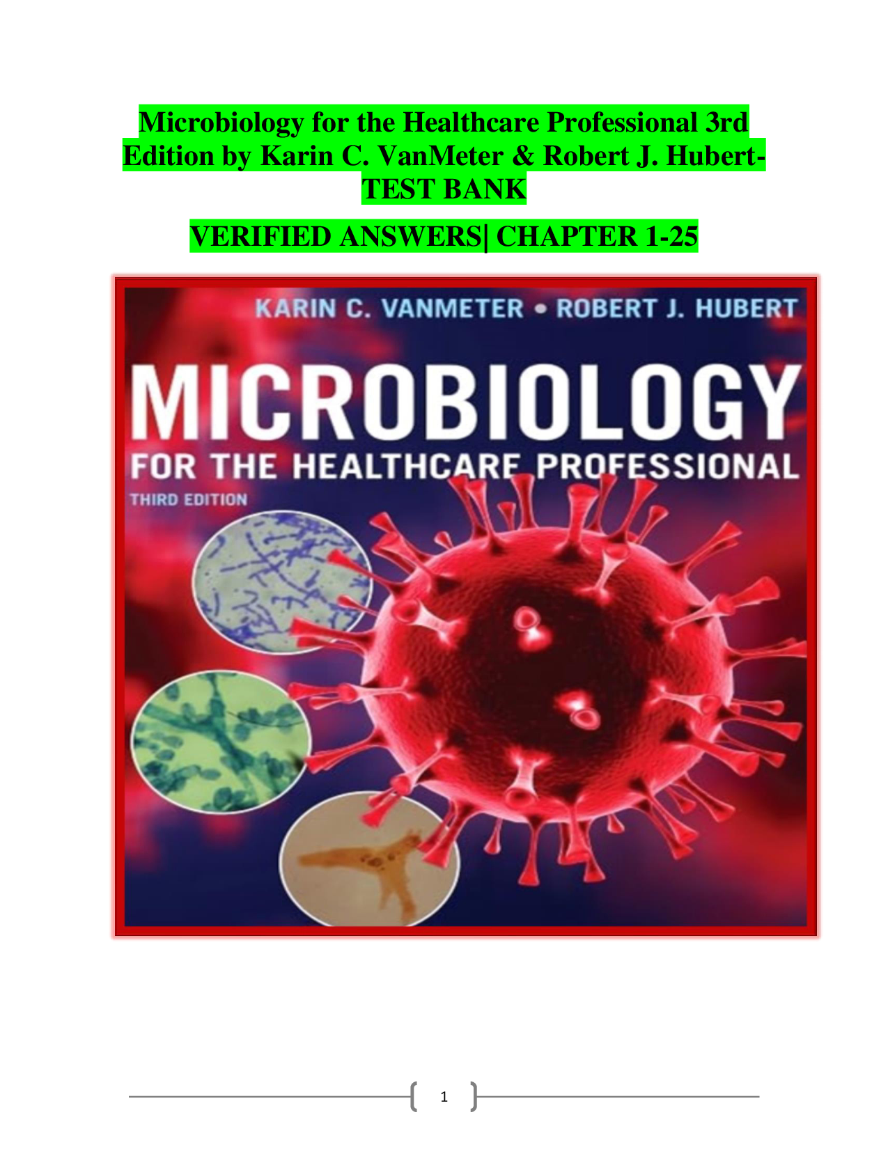 Microbiology for the Healthcare Professional (3rd Edition) – Complete Test Bank