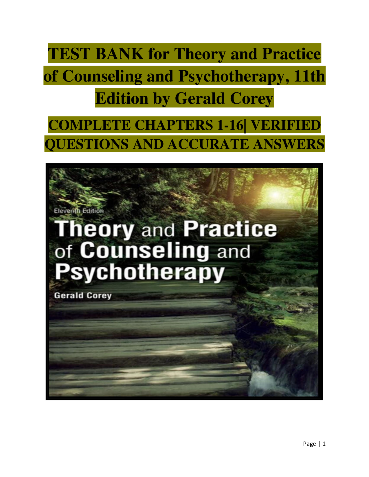 Theory and Practice of Counseling and Psychotherapy (11th Edition) by Gerald Corey – Comprehensive Test Bank