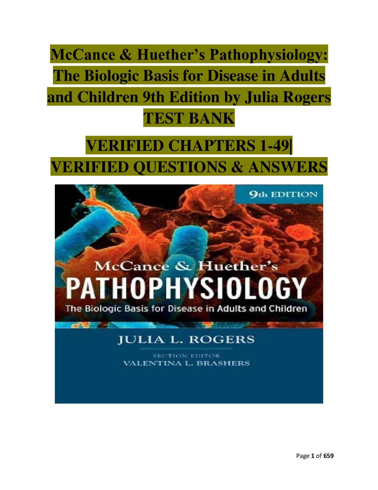 McCance & Huether’s Pathophysiology – The Biologic Basis for Disease in Adults and Children (9th Edition) | Comprehensive Test Bank