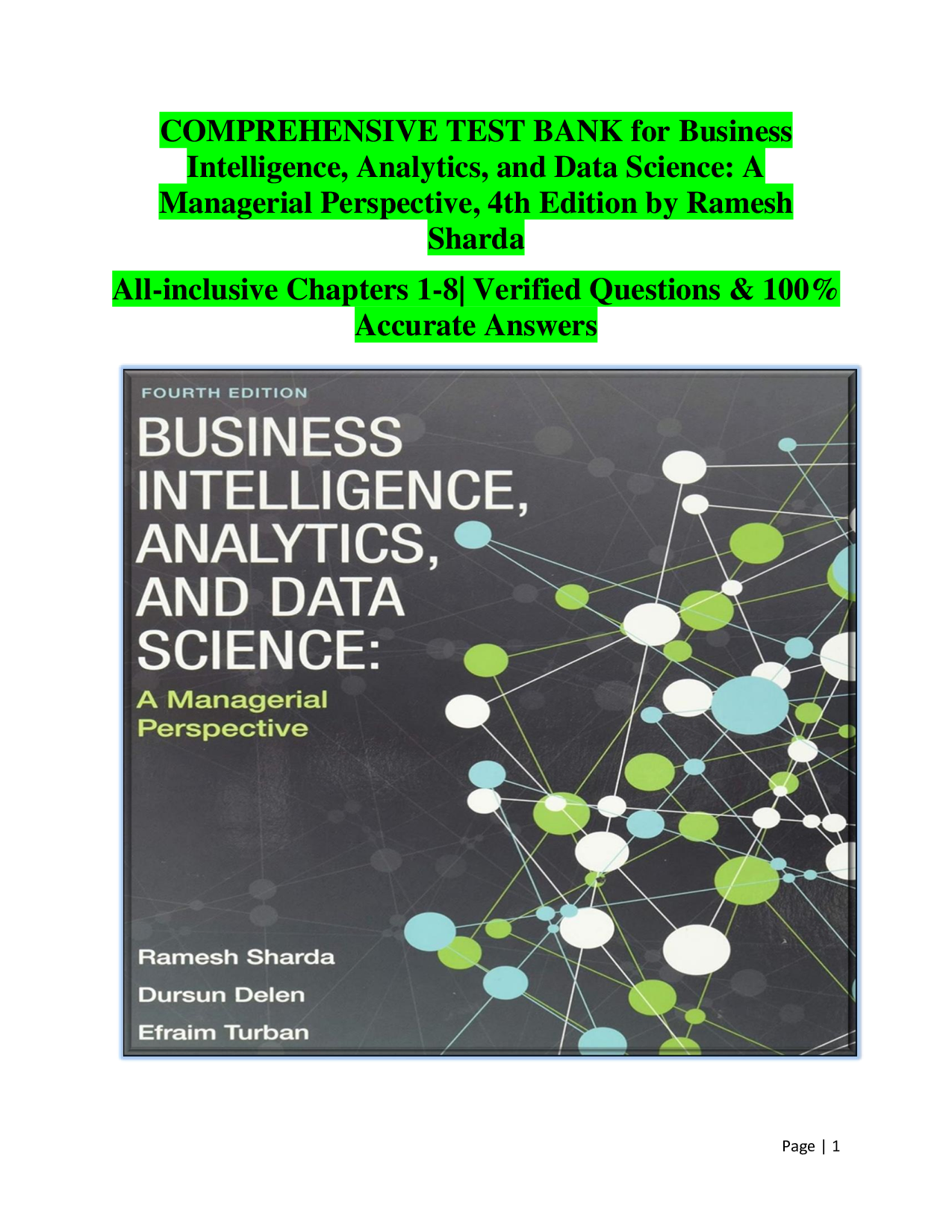 Business Intelligence, Analytics, and Data Science (4th Edition) – Ramesh Sharda – Comprehensive Test Bank