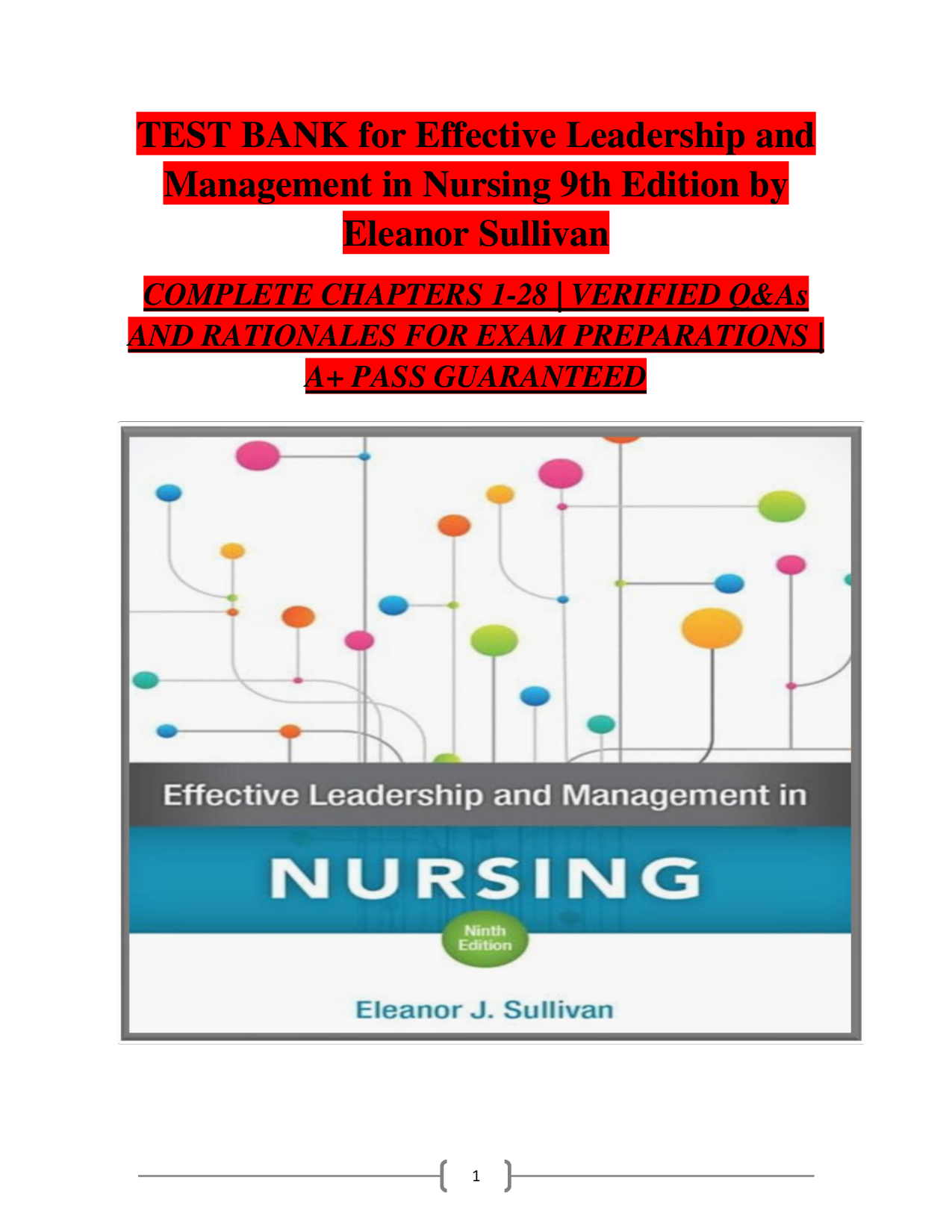 Effective Leadership and Management in Nursing (9th Edition) – Complete Test Bank