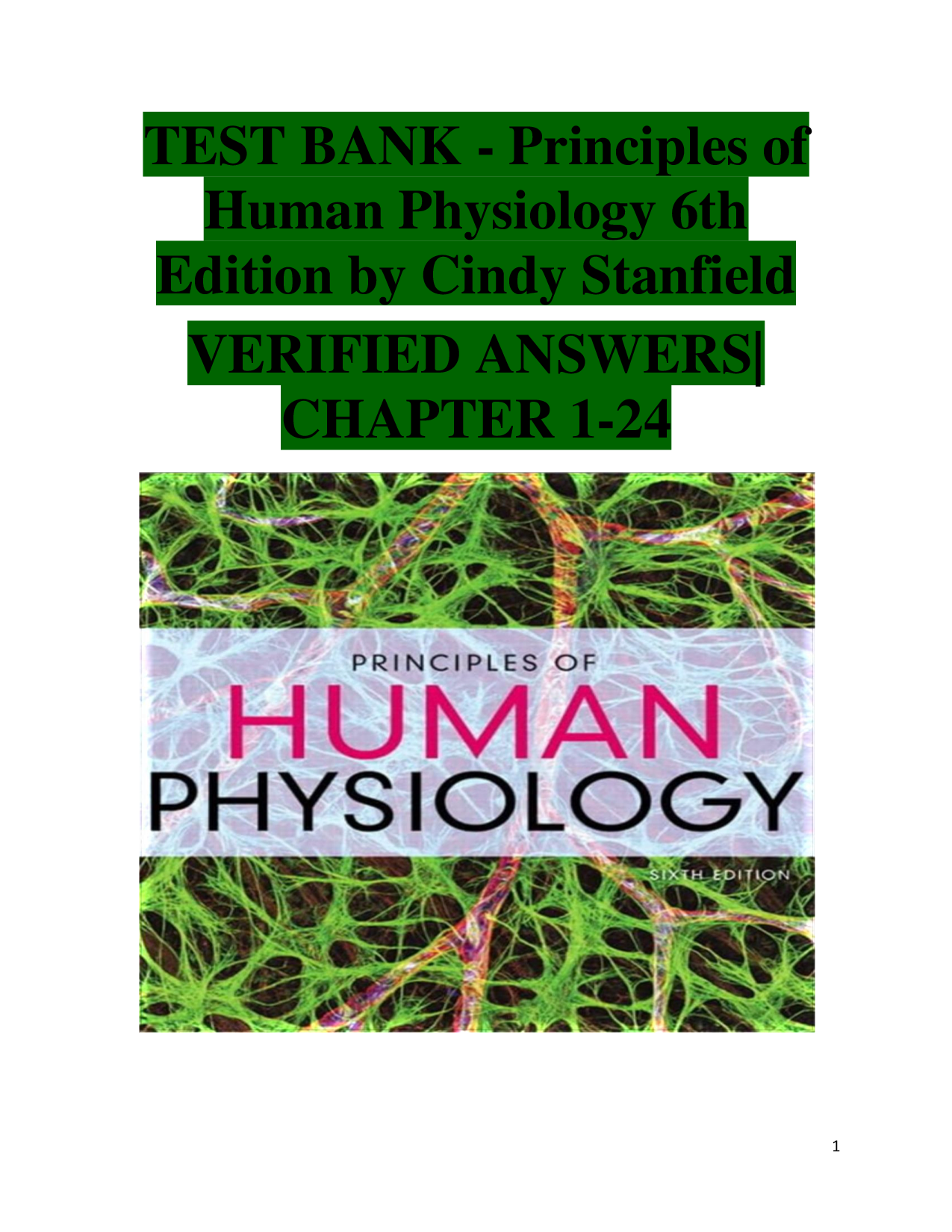 Principles of Human Physiology (6th Edition) – Cindy Stanfield – Complete Test Bank