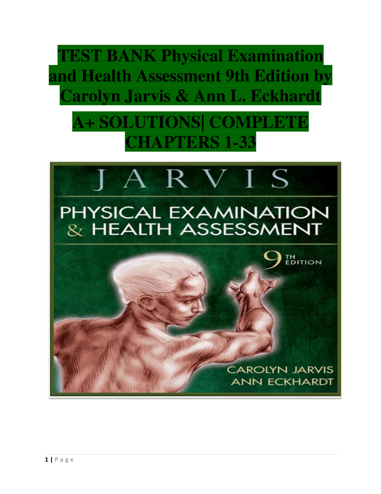 Physical Examination and Health Assessment 9th Edition – Carolyn Jarvis & Ann L. Eckhardt – Test Bank